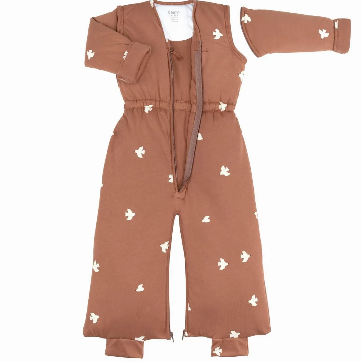 BEMINI Sacco nanna con gambe separabili invernali – TOG 2.5 Pady jersey + jersey – Piuma moka