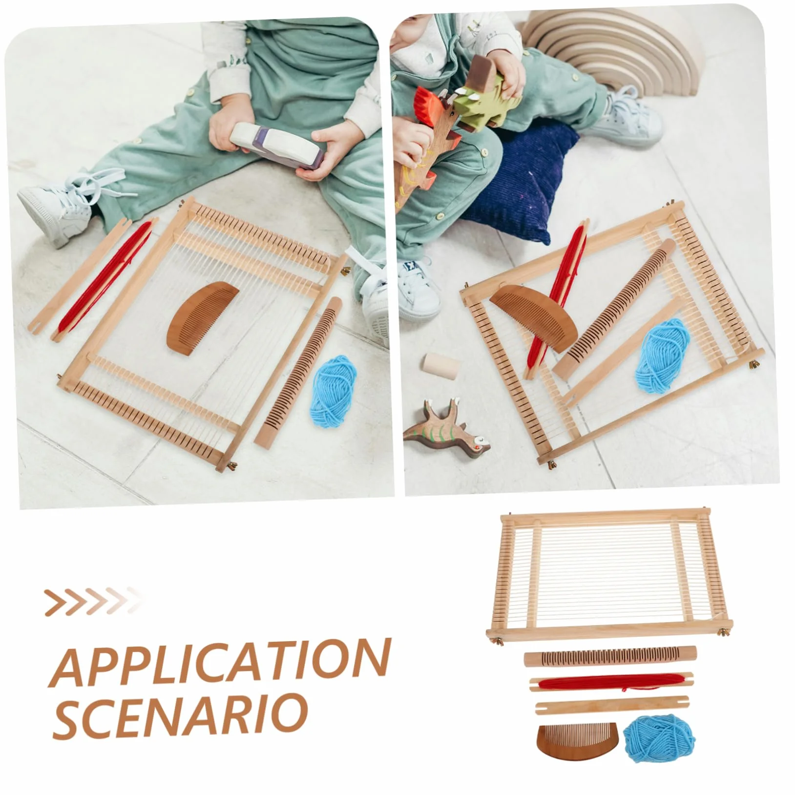 BATHVEVE Telaio per Tessitura in Legno per Ragazzo Ragazza e Giovani Semplice Funzionamento, per Lavori Artigianali e Insegnamento Fai da Te, Strumento Multifunzionale per Colore Casuale