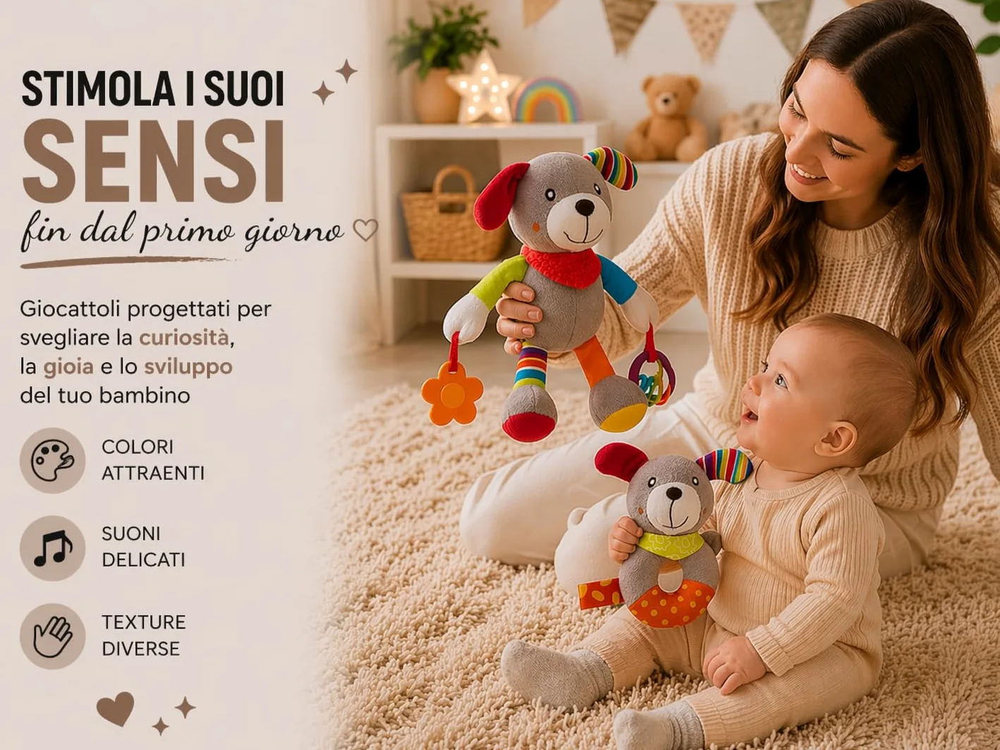 Regalo Neonato Maschio Femmina - Regalo Nascita Bimbo Bimba - Set Nascita 8 Pezzi con Valigetta, Copertina in Cotone, Peluche e Sonaglio - Cofanetto Regalo