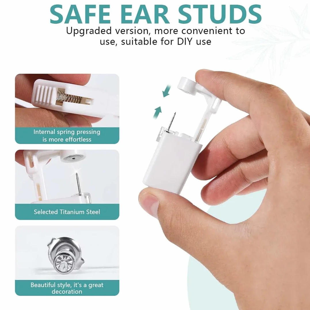 6 Pezzi Pistola per Buchi Orecchie Fai Da Te, Set Fori Sterili di Pistola Orecchini, con Orecchini, Strumento per Piercing Indolore Accessori piercing