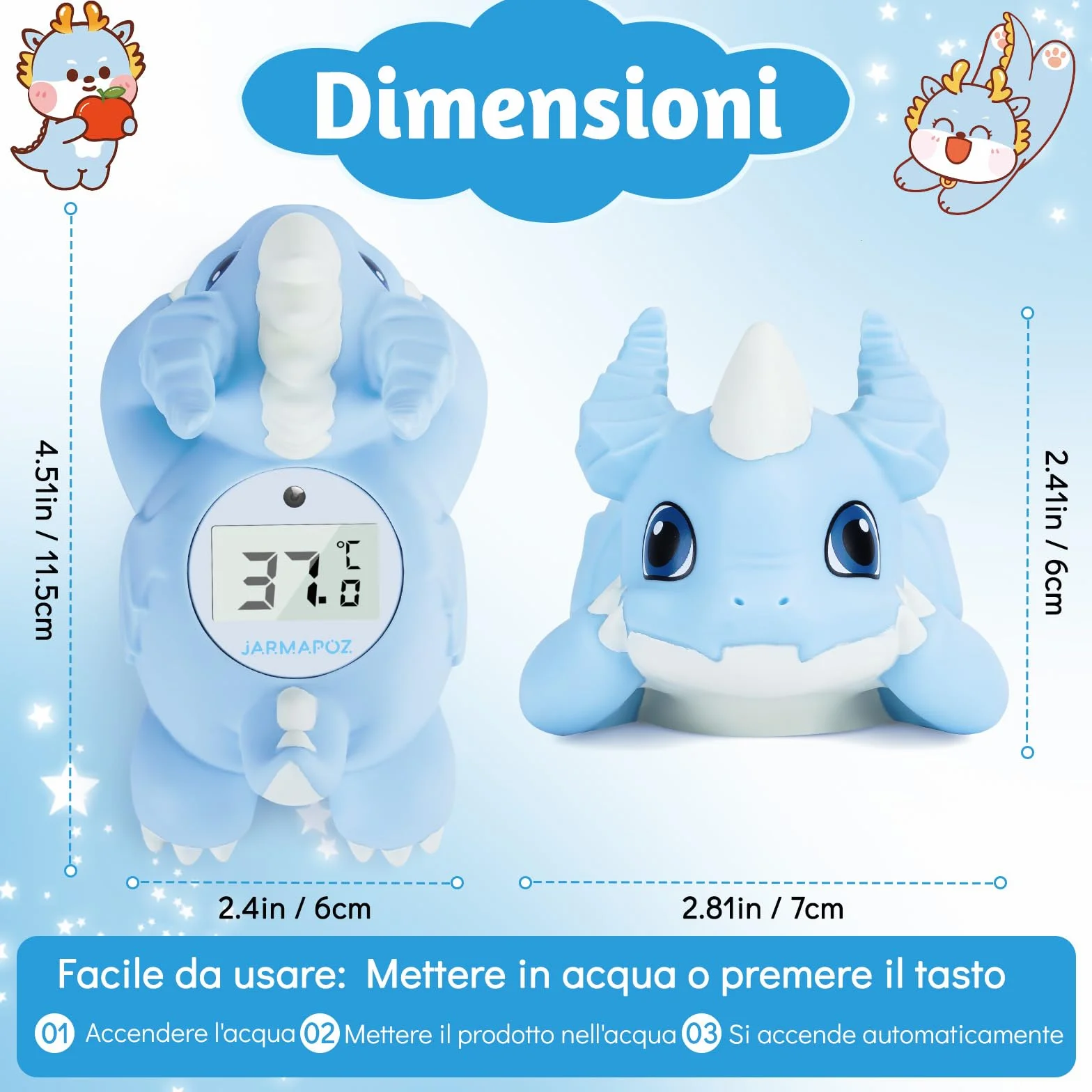 Termometro da bagnetto per neonati - Termometro per l'acqua per un bagno sicuro - Termometro galleggiante per vasca da bagno a lettura rapida in ℉ e ℃ - Essenziale per la cura dei neonati