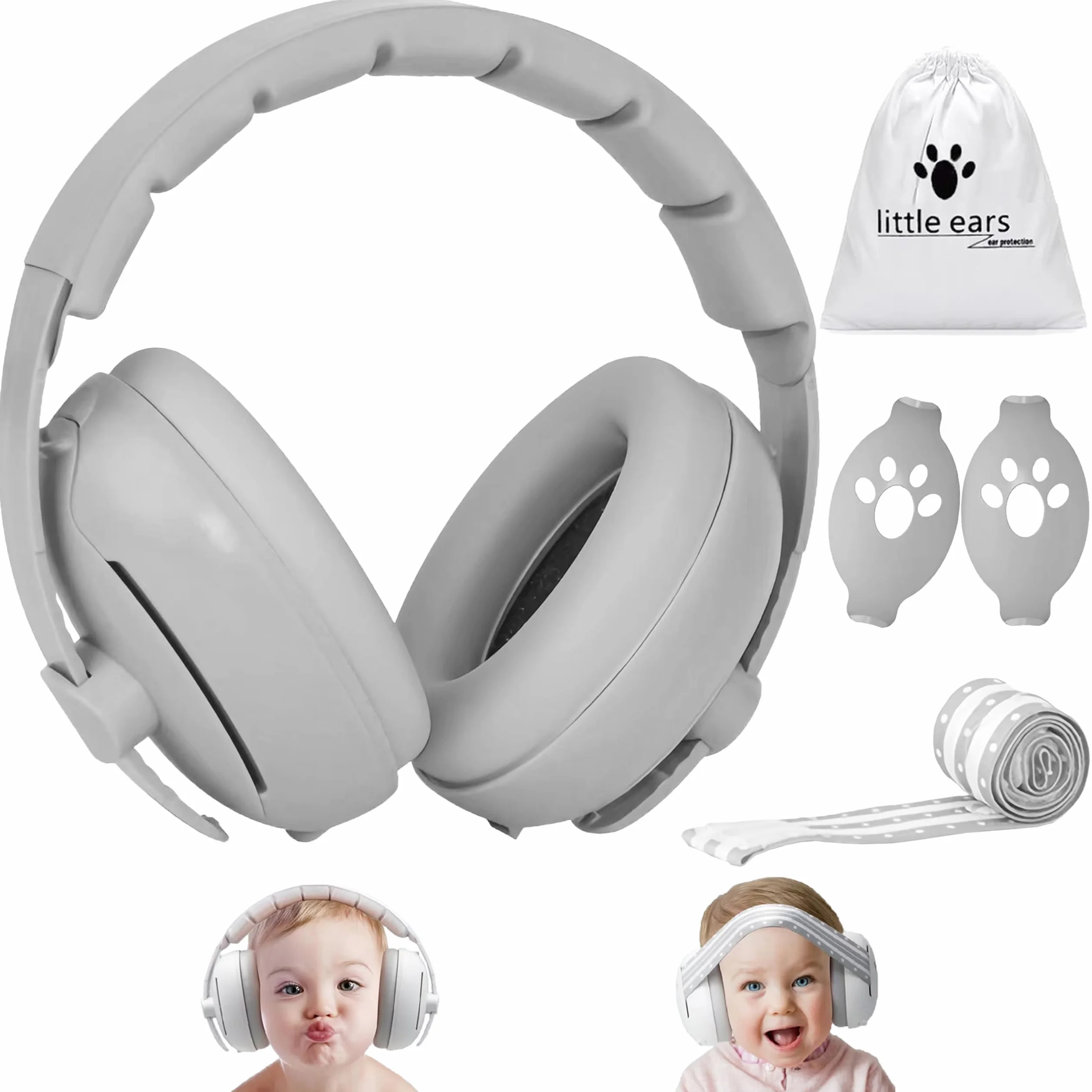 auvstar 2in1 Cuffie Antirumore Neonato,Riduzione Rumore Paraorecchie Neonati Protettori Acustici,Protezione Acustica Per Bambini,Regolabili Cuffie Protezione Dormire Bambini