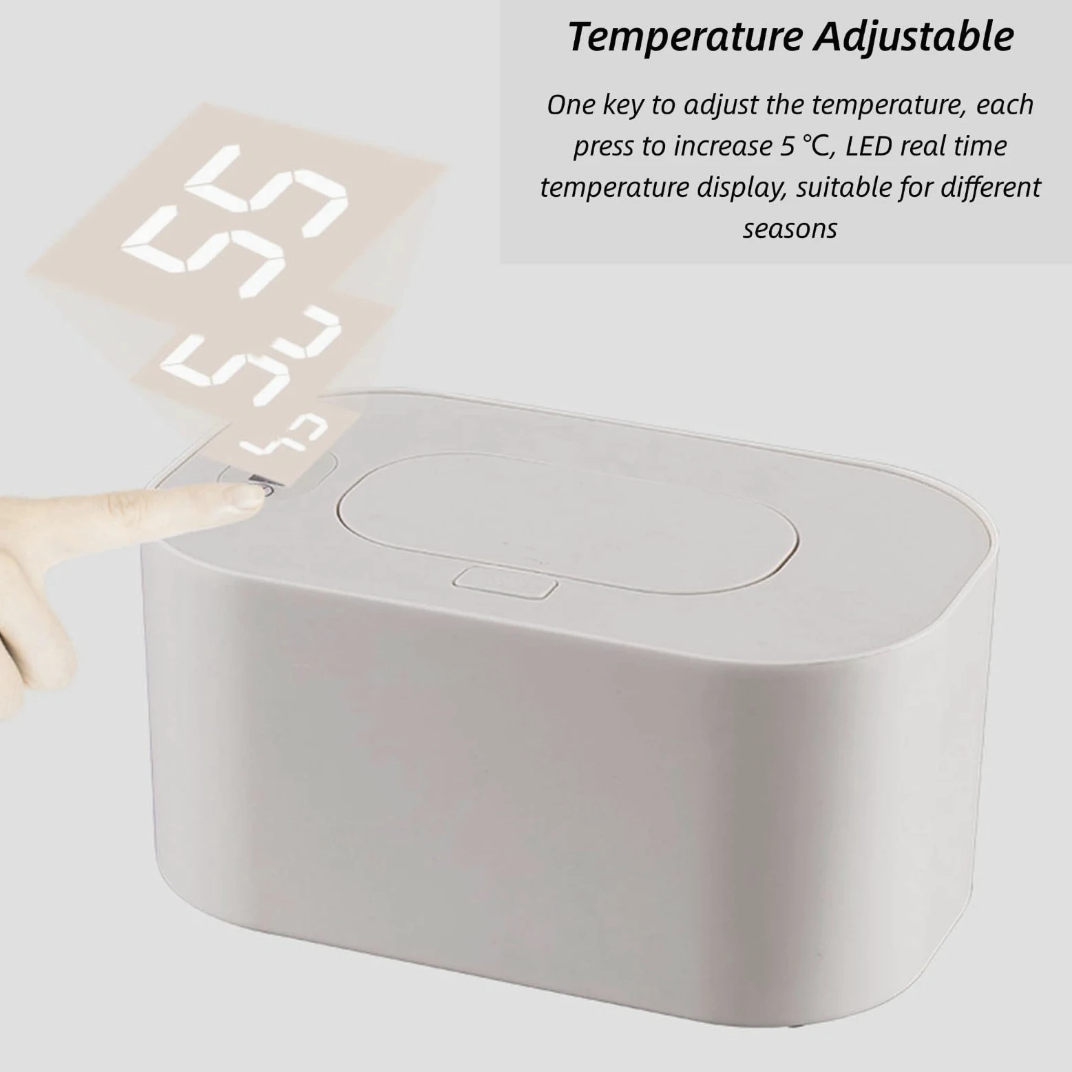 Scalda Salviette Umidificate di Grande capacità con Schermo LED, Riscaldamento Superiore, Temperatura Uniforme, Temperatura Regolabile, Dispenser di Salviette Riscaldate, per