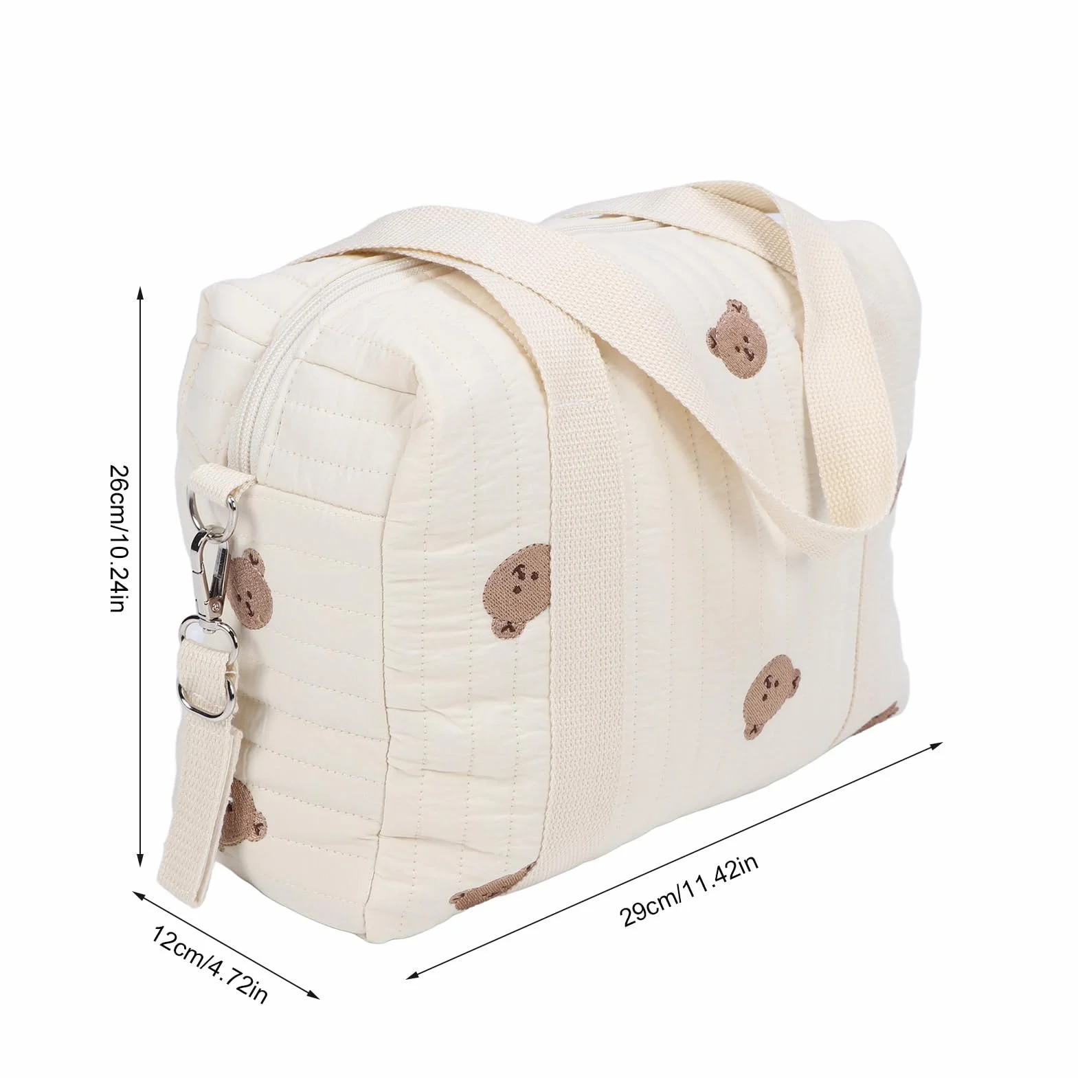 Borsa portaoggetti per passeggino universale con cerniera ricamata – Organizer per carrozzina, sacca accessori neonato, borsa multifunzione per passeggino, Bear Bag