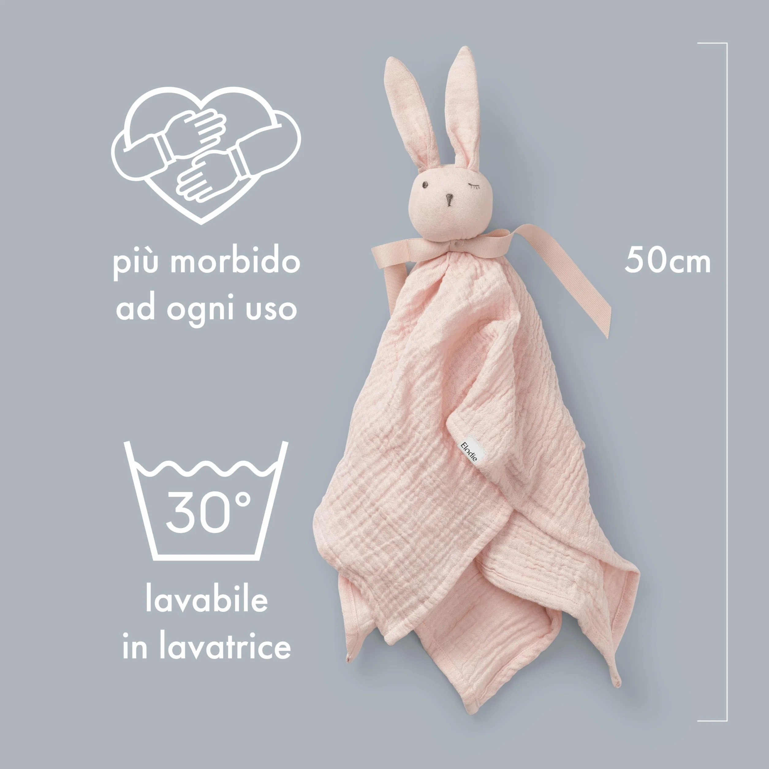 Elodie Details Copertina Doudou Neonato Blinkie – Mussola Cotone Organico Extra Morbido, Certificata Oeko-Tex – Coperta Coccole per Neonati – Regalo Nascita Bambino e Bambina – 0+ Mesi - Mae Pink
