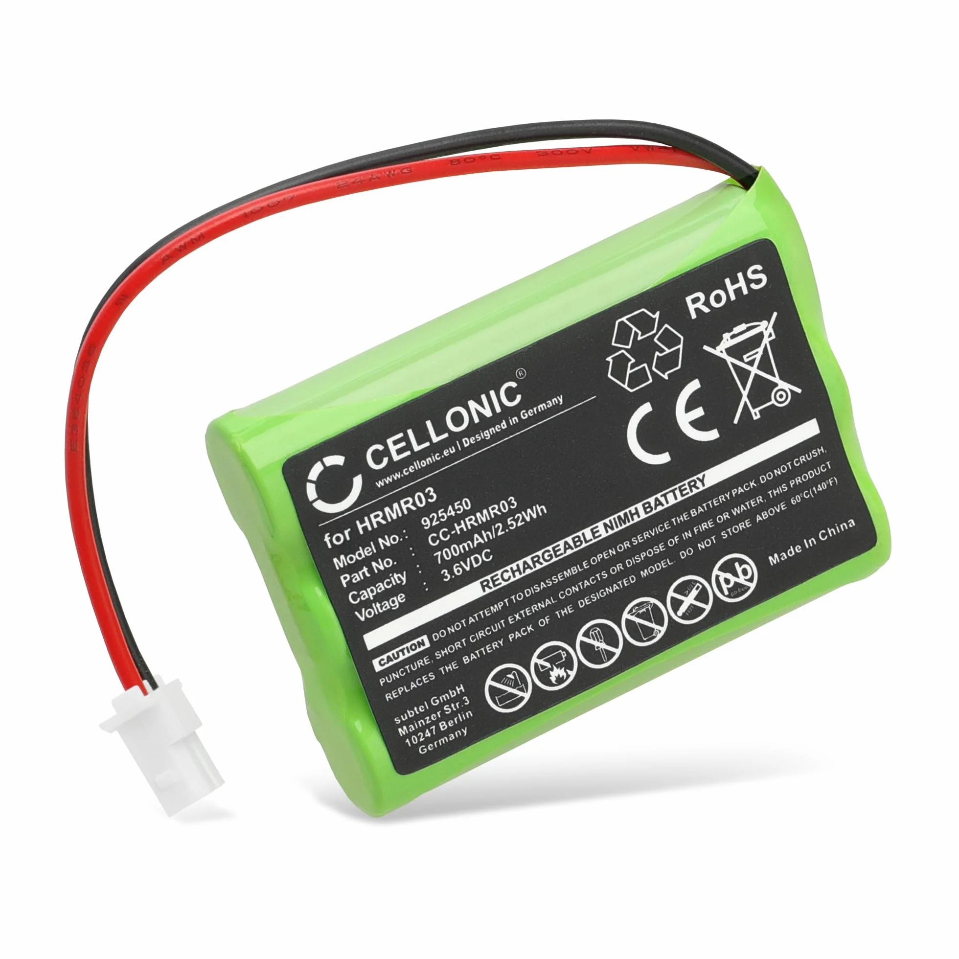 subtel 1x Batteria per Babyphone Compatibile con Motorola MBP36S, MBP36, MBP482, HRMR03 – (700mAh, 3.6V)