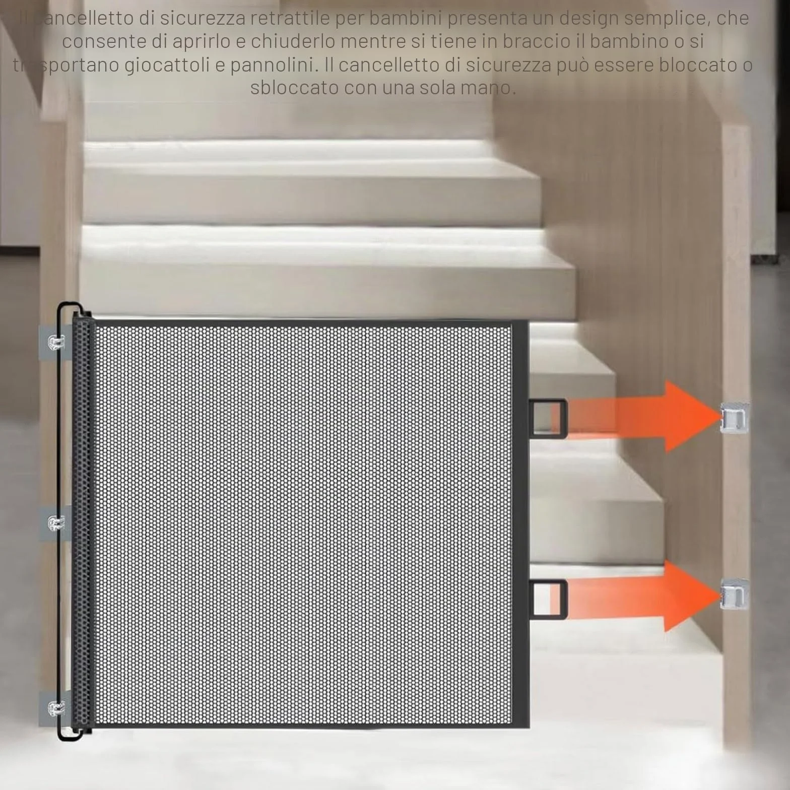 Cancelletto Sicurezza Estensibile per Bambini e Cani, Cancelletto per Bambini Estensibile, 0-180 cm Cancello per Cani Barriera di Sicurezza Regolabile, Cancello di Sicurezza Retrattile, Baby Gate Mesh