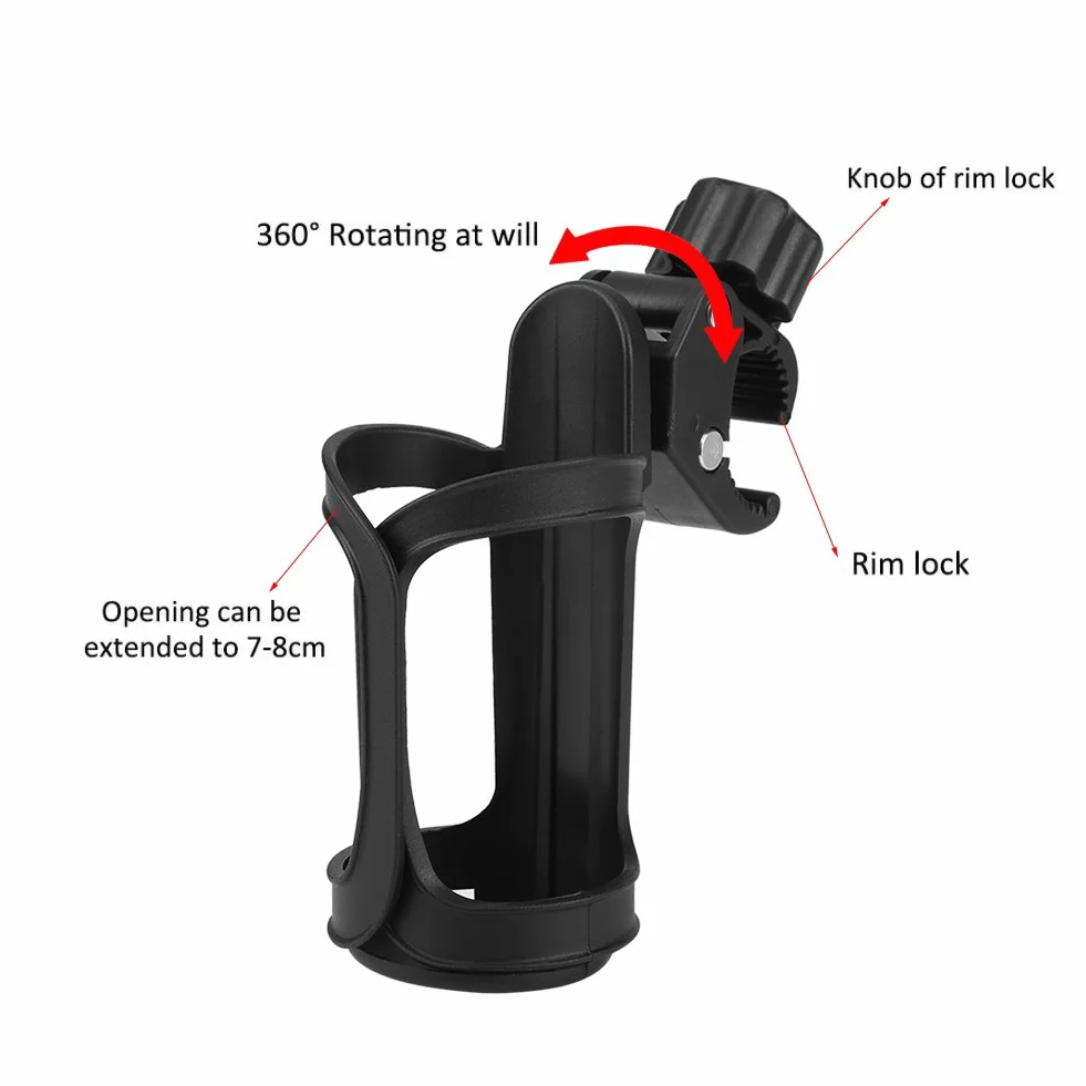 Portabevande per passeggino Universale Porta Bottiglie Portabottiglie Portabicchiere Acqua Cup Holder Bevande Bottiglia Acqua Bicicletta Rotante 360 Gradi