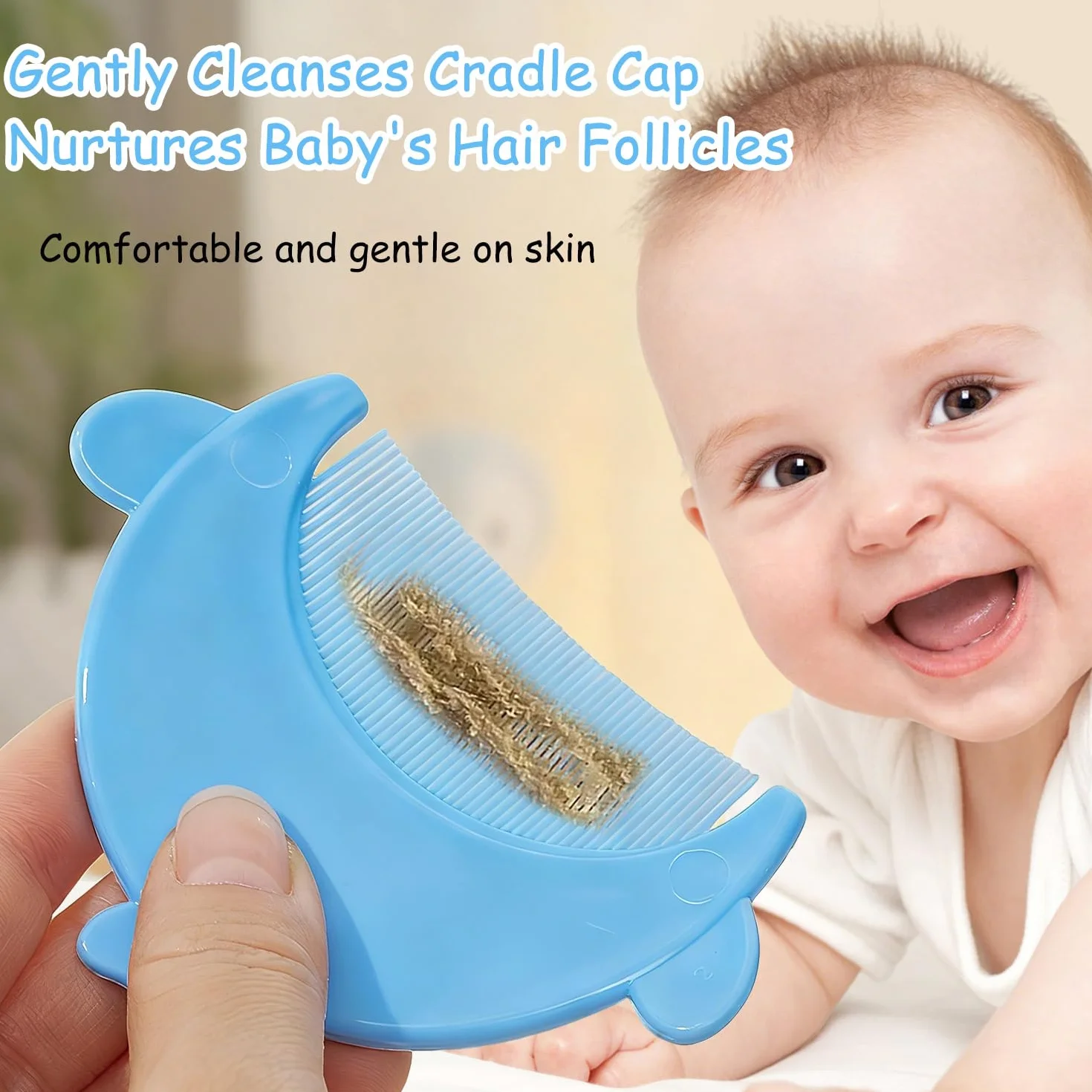2 Pezzi Spazzola da Bagno per Neonati, Spazzola per Bambini in Silicone, Pettine Neonato per Rimuovere La Crosta Lattea Del Bambino（Balenottera Azzurra）