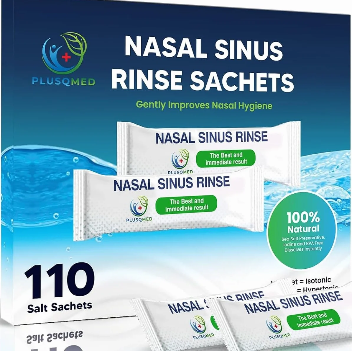 110 pacchetti di sale Neti, sale per risciacquo nasale, sale per risciacquo nasale, sale per risciacquo sinusale, sale per irrigazione nasale