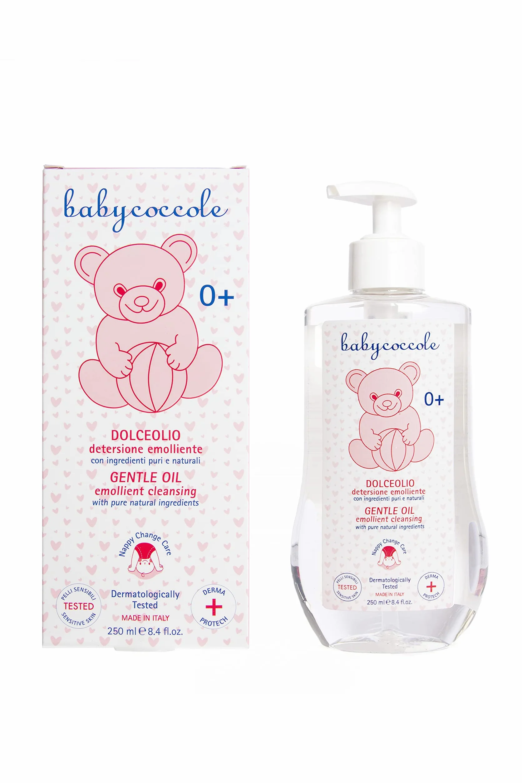 Babycoccole OLIO DETERGENTE EMOLLIENTE per pulire Corpo e il Viso di Bambini e Neonati. Con Olio di Mandorla, Vitamina F, Ingredienti Naturali. Dermatologicamente testato per Pelle Sensibile. 250ml