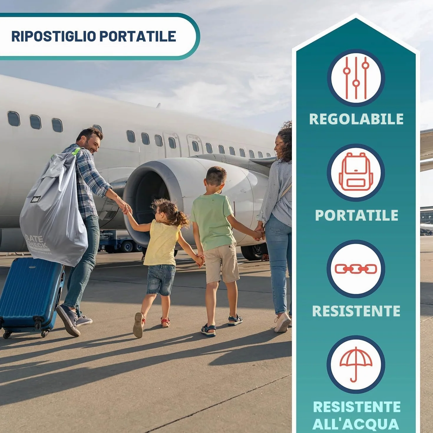 Bramble - Grande borsa copri passeggino per aereo - Borsa per passeggino e carrozzina per viaggi in aereo - Borsa protettiva resistente all'acqua per il controllo del passeggino al gate (grigio)