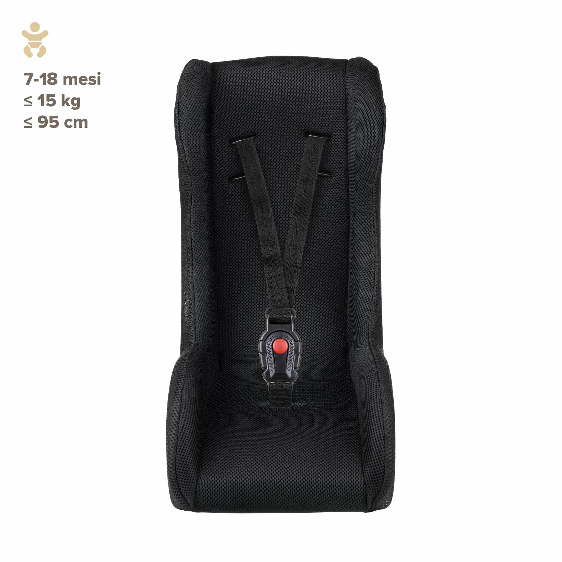 POLISPORT 8015000020 – Mini Pelican Tutto Clima Riduttore Seduta Bebè con Cintura a 3 Punti per Rimorchio, Passeggino e Bici Cargo – Traspirante, Sicuro e Compatibile da 7 a 18 Mesi, Nero
