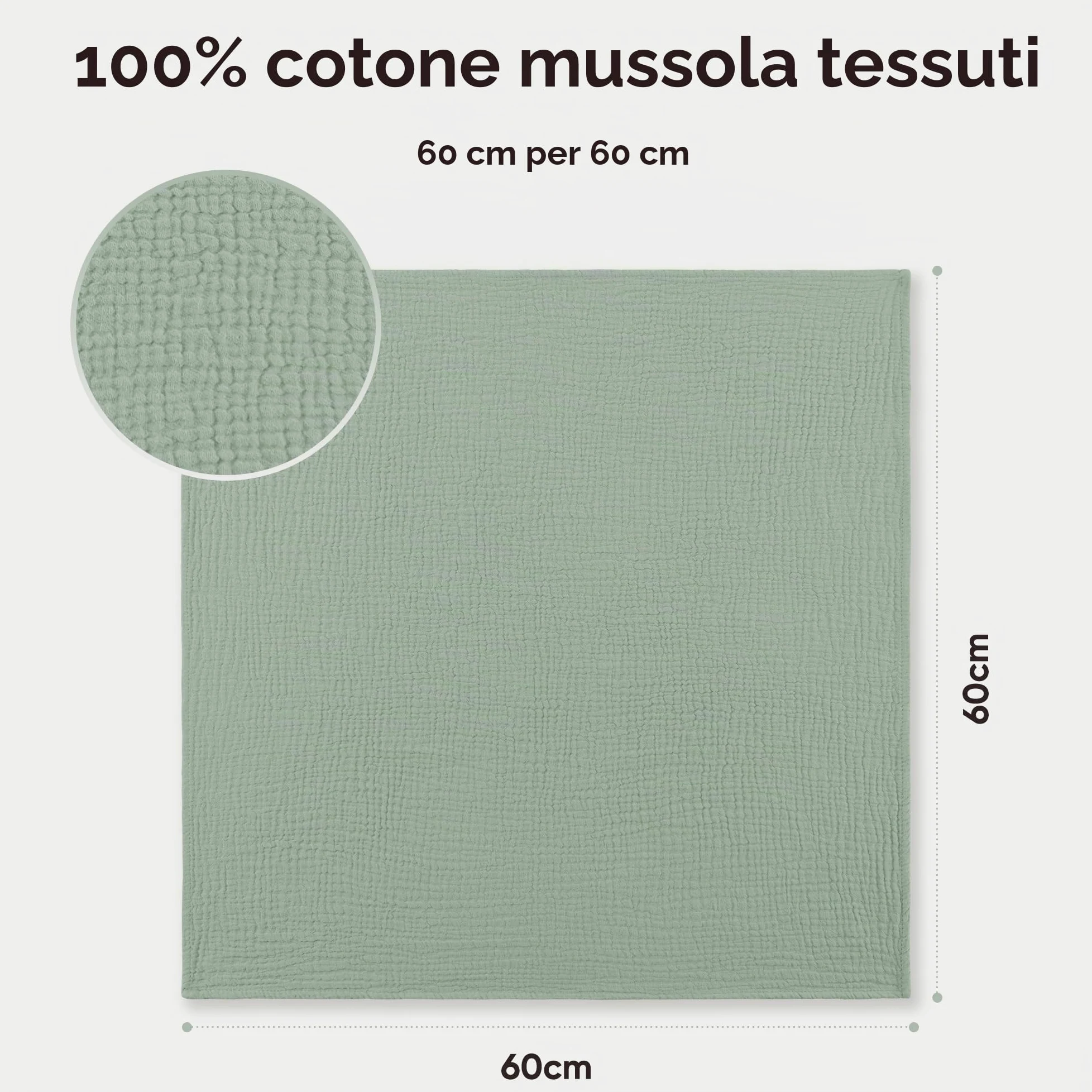 bearmoss Bambino in Mussola Per Neonati Set 6 Pezzi,100% cotone Super Morbido Assorbente in Mussola A Grana Per Neonati Per Bambine E Ragazzi 60x60CM (Blu-verde)