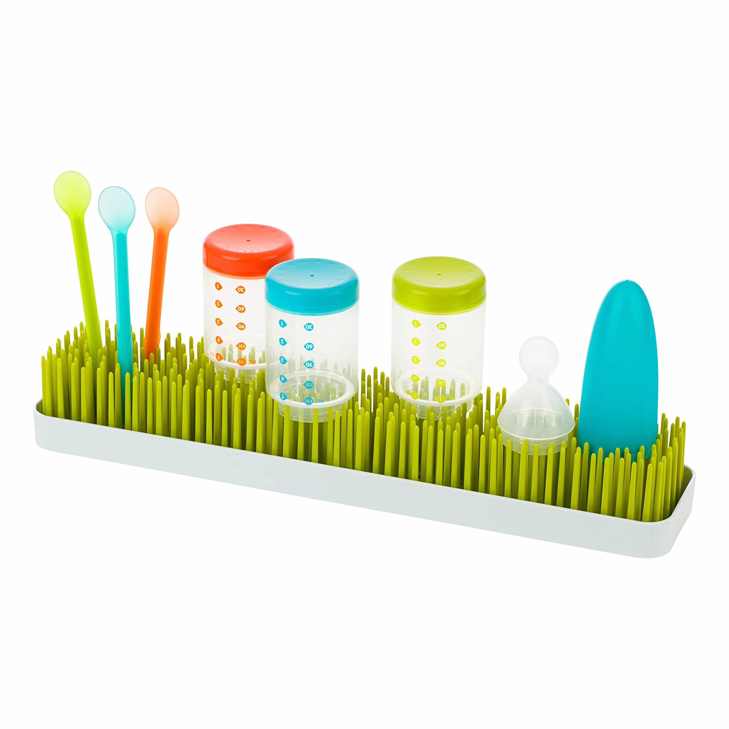 Boon TOMY PATCH Countertop Drying Rack For Baby Bottles And Accessories, Stylish Nursery Accessories, Baby Essentials for New Parents, BPA Green