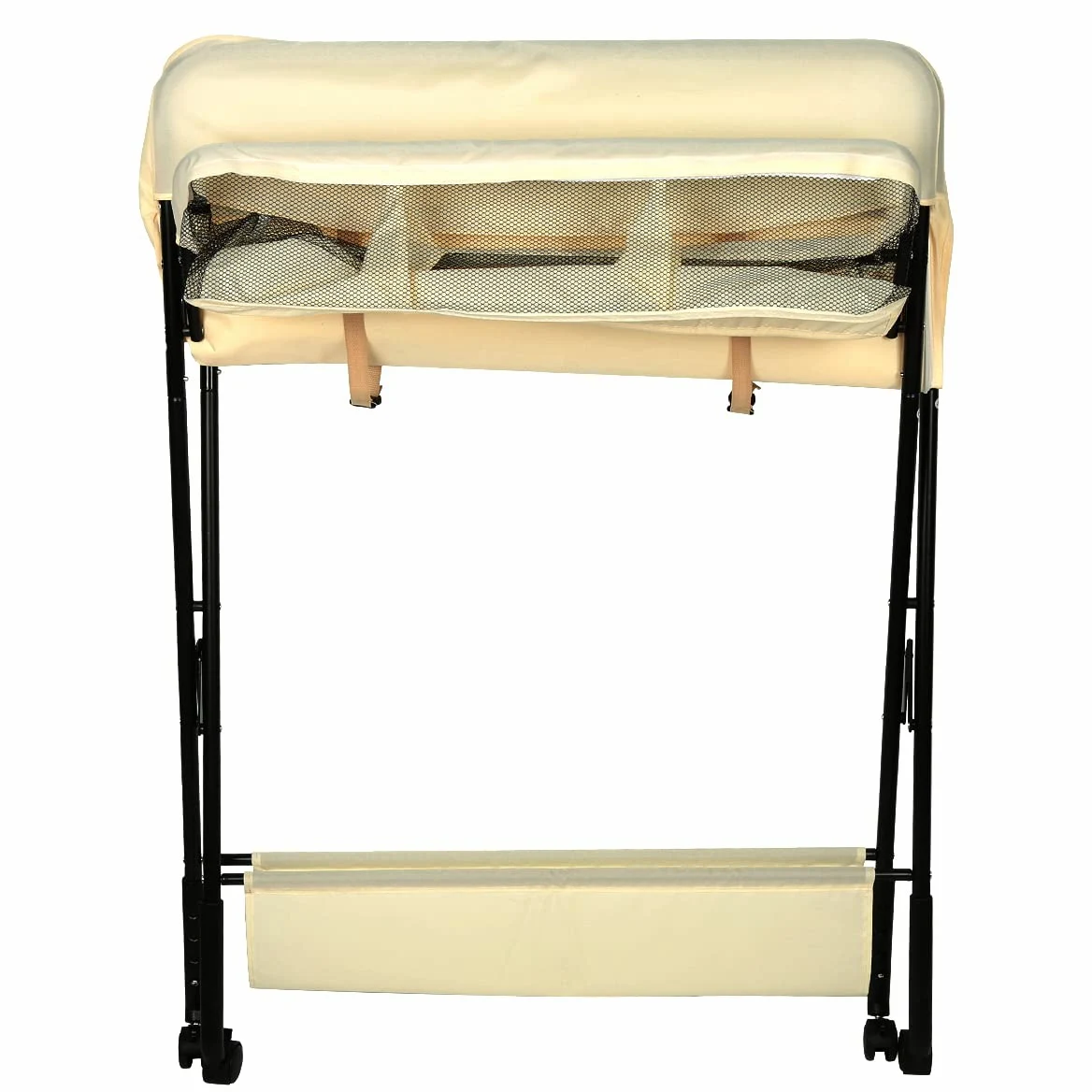 SHISHI Fasciatoio Portatile Pieghevole, Fasciatoio a Piedi per Neonati, Fasciatoio da Viaggio, Materassino Fasciatoio Impermeabile e Lavabile, Protegge la Vita (80×66×(92-98) cm, Giallo-nero A)
