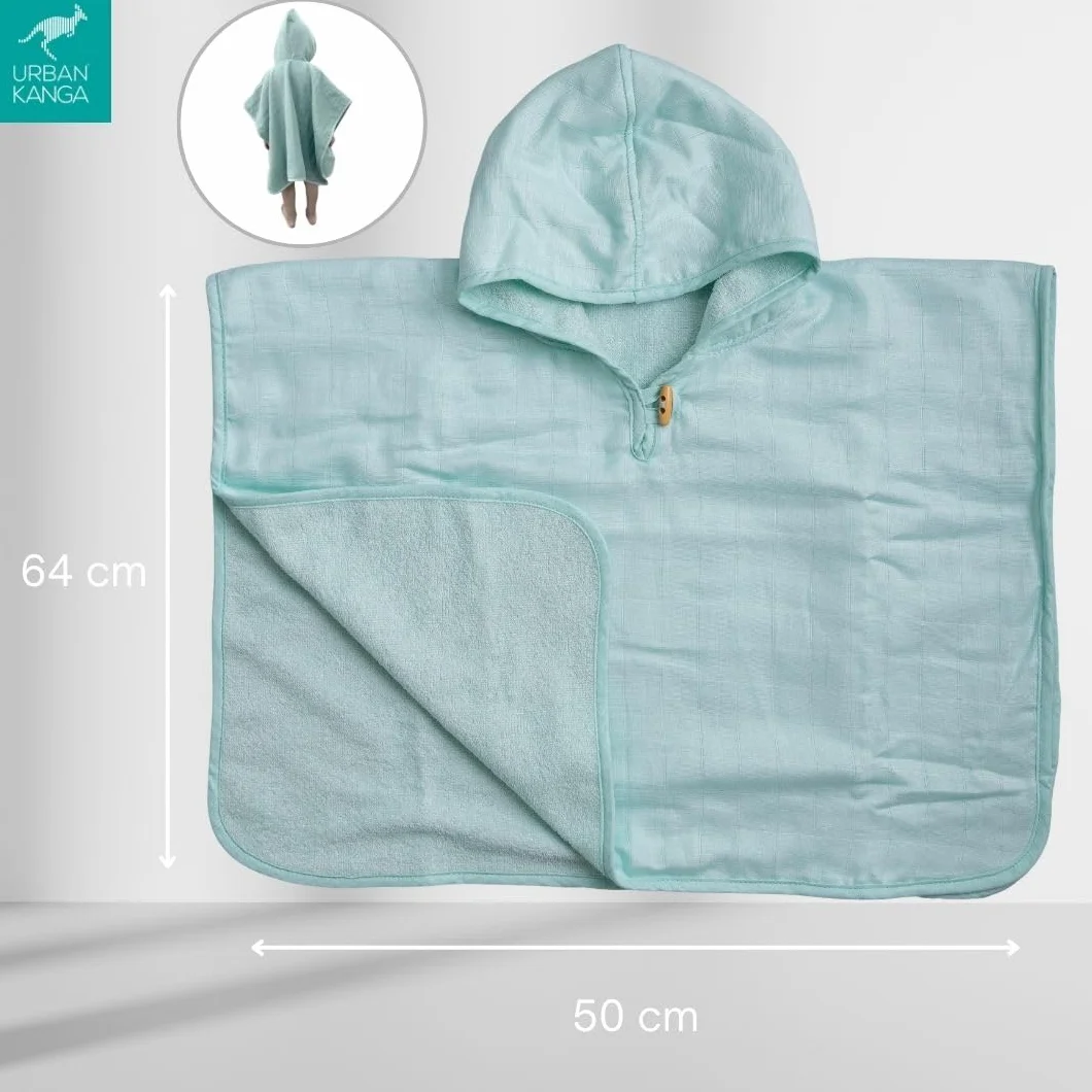 Urban Kanga Poncho da Bagno Asciugamano con Cappuccio per Bambini (Menta)