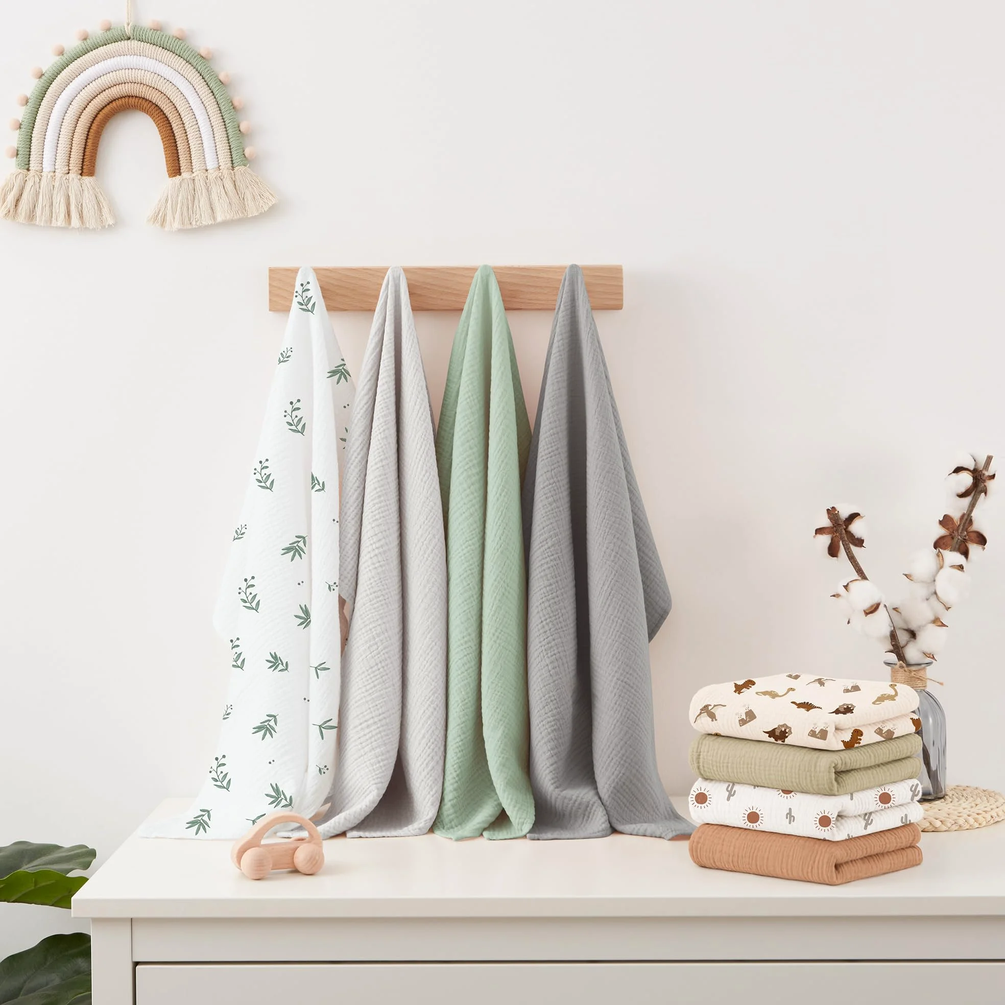 Susurration Salviette in Garza per Bambini Super Morbido Assorbente in Mussola a Grana Per Neonati, Unisex, per Bambine E Ragazzi 8 Pezzi, Set 60x60CM (Rosa-viola)