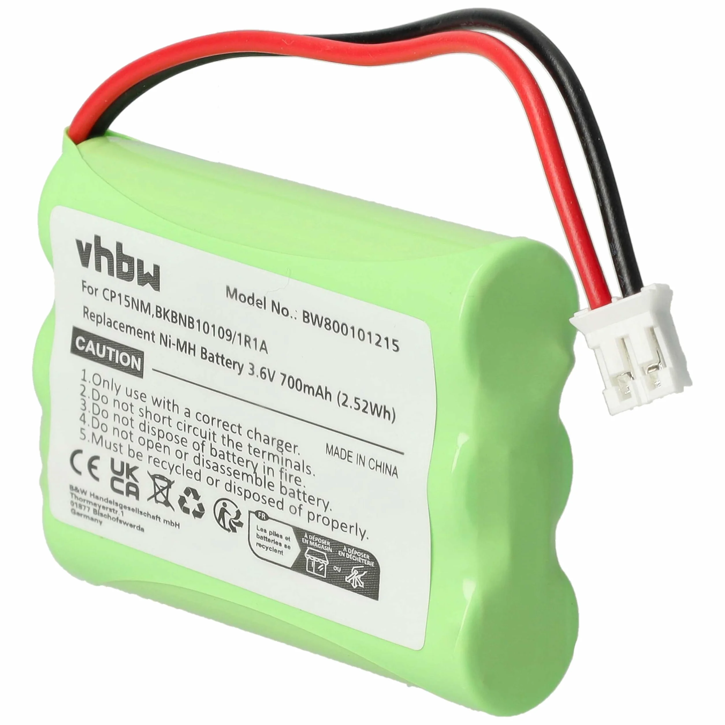 vhbw batteria compatibile con Motorola MBP853PU, MBP853CONNECTPU telefono fisso cordless (700mAh, 3,6V, NiMH)