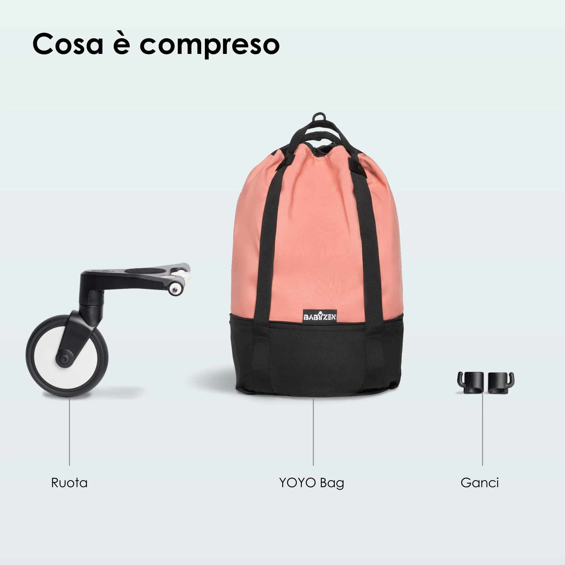 Babyzen Borsa YOYO, Ginger - Per uno spazio addizionale sul passeggino YOYO2 - Include una base robusta, ruote e ganci