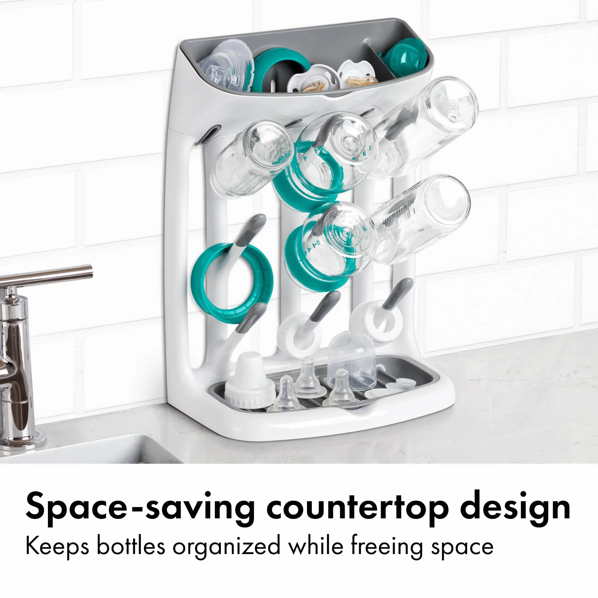 OXO Tot - Scolapiatti salvaspazio, colore: grigio e bianco