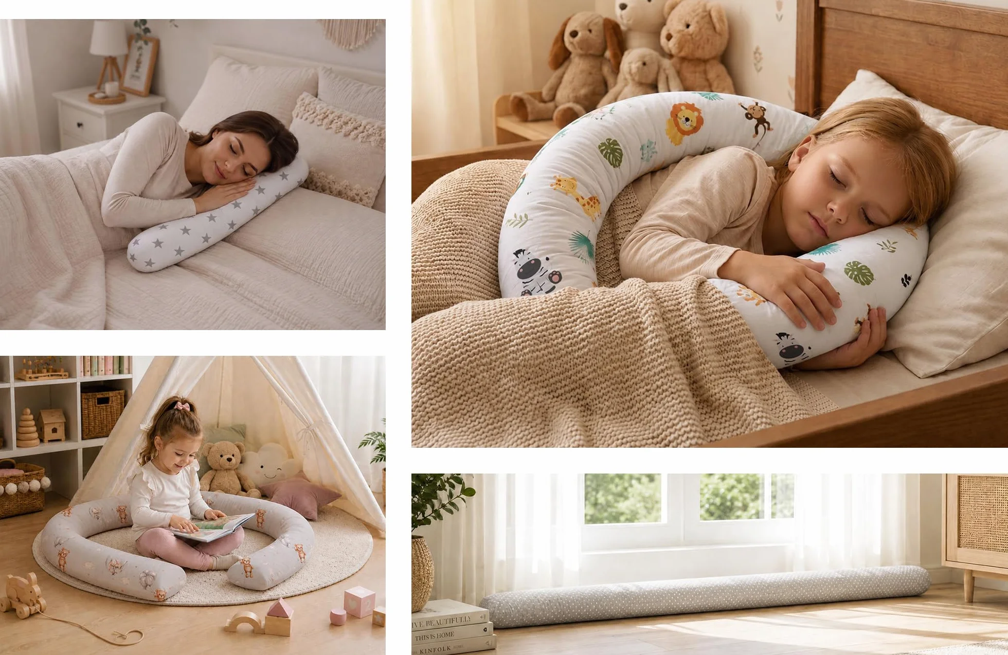 Totsy Baby Cuscino XXL a forma di serpente per letto, cuscino da allattamento, cuscino decorativo, protezione per il bordo del letto, paracolpi XL Punti bianchi su grigio 200 cm Certificato Oeko-Tex