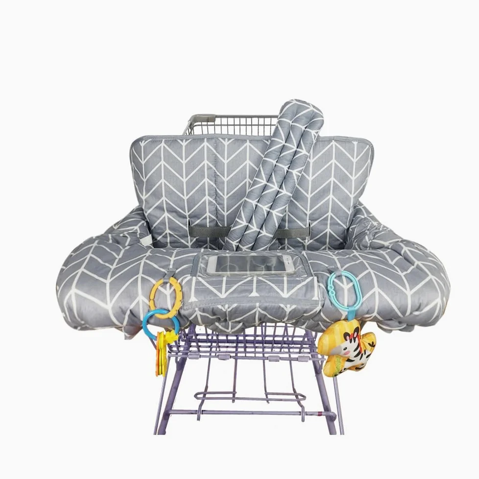 ICOPUCA Copertura per carrello della spesa 2 in 1, copertura per seggiolone, imbottita, per bambini, con 2,5 cm di spessore, rimovibile, reversibile, colore grigio
