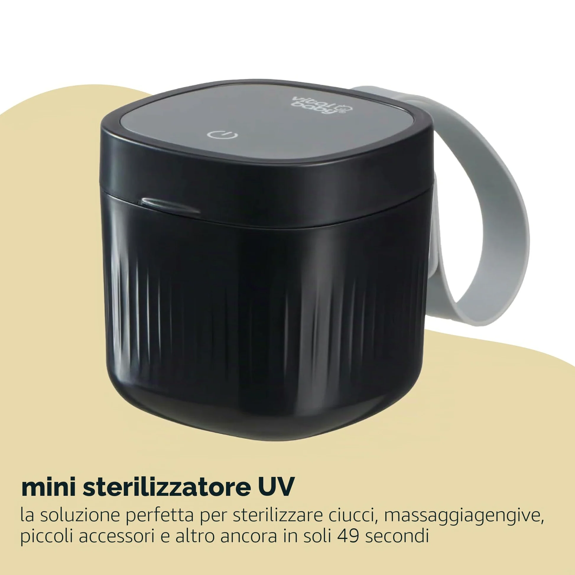 Vital Baby Nurture Mini sterilizzatore UV uccide il 99,99% dei germi in 49 secondi per succhietti, massaggiagengive, accessori portatili, ricaricabili, senza sostanze chimiche, onice nero