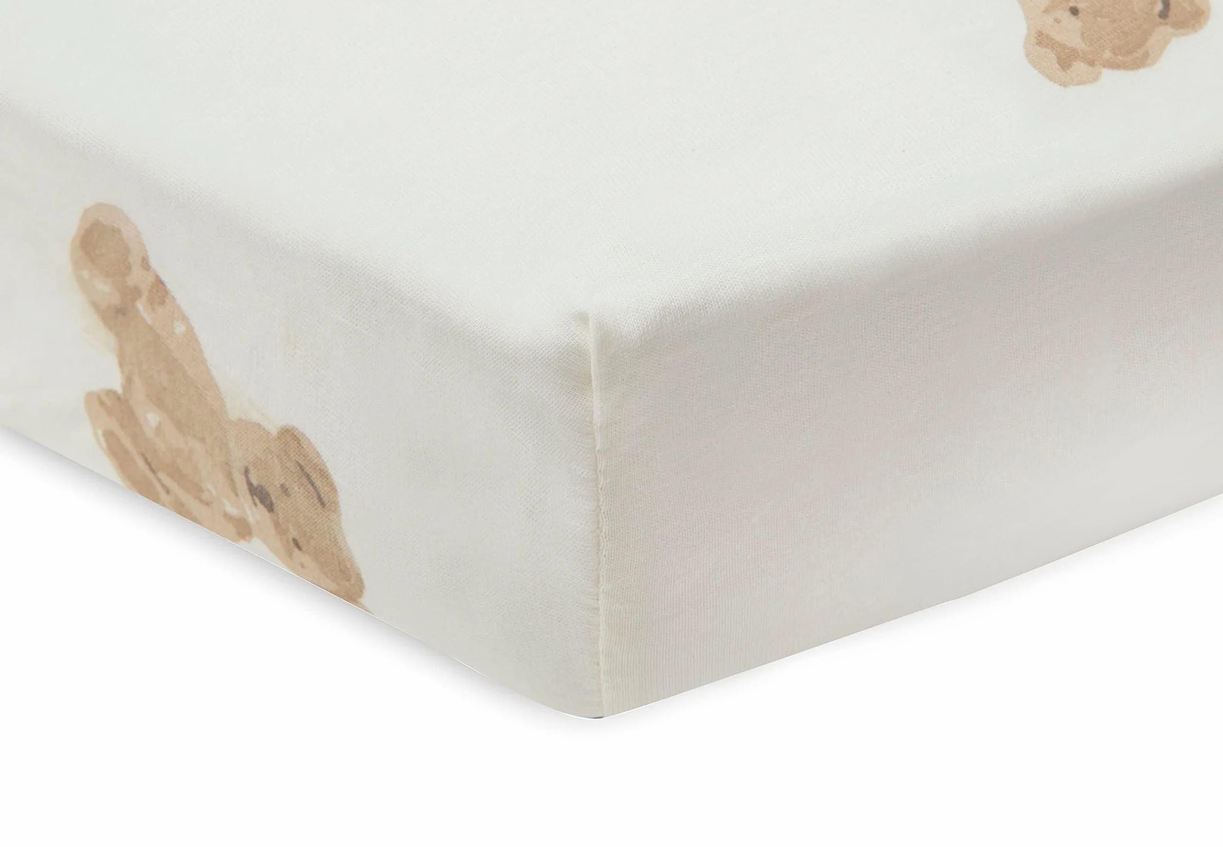 Jollein 511-507-66095 - Lenzuolo con angoli orsacchiotto, 60 x 120 cm, colore: Bianco