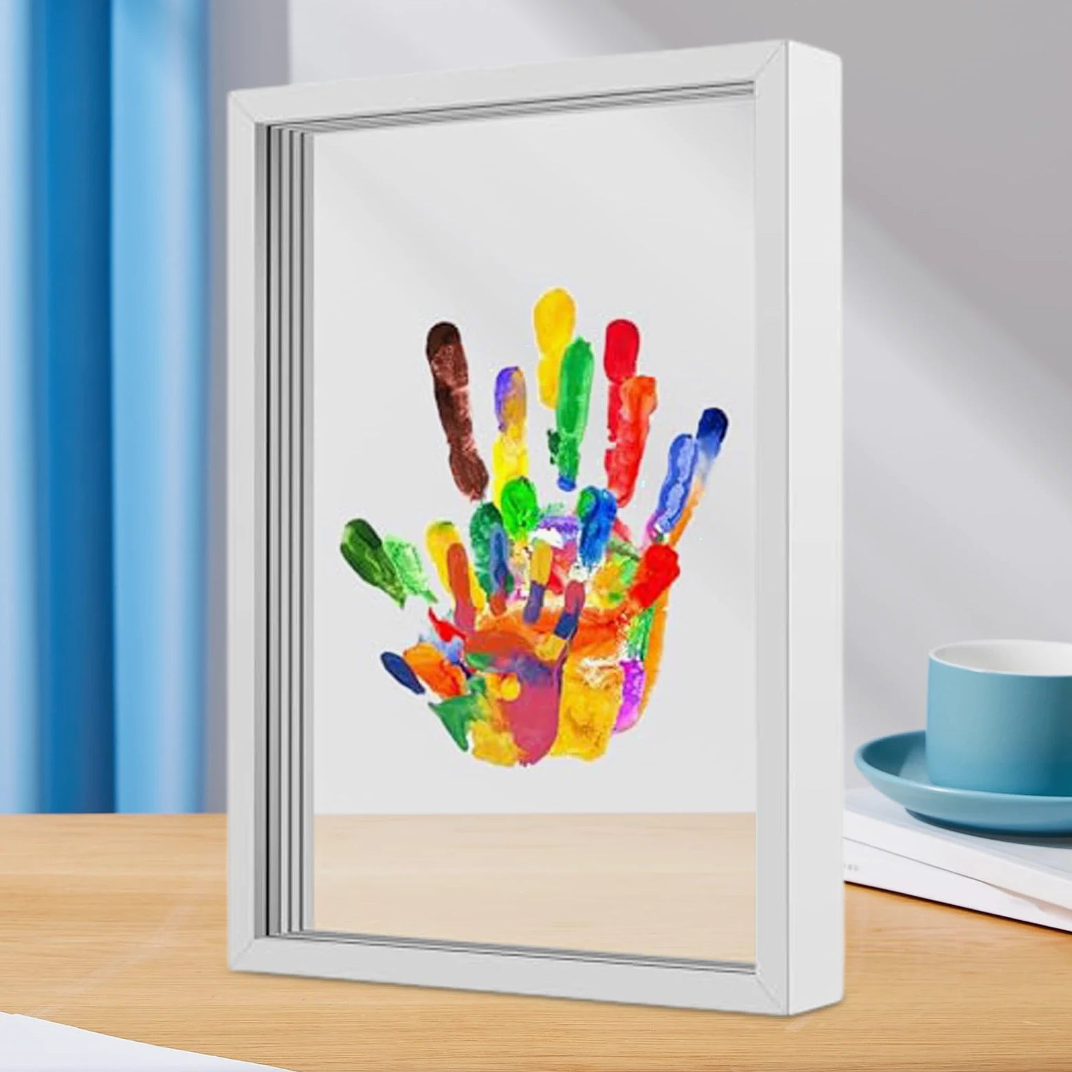 Kit Impronte Mani Per La Famiglia Cornice foto trasparente appendibile | Cornice Ricordo Impronta Mano Soprammobile Da Casa Per Shower, Camera Neonato, Natale, Adozione, Anniversari