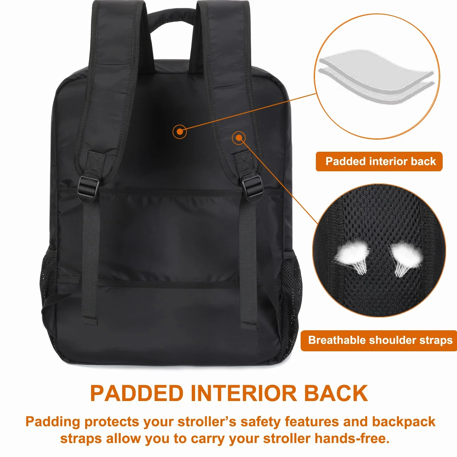 Mactso, Borsa da viaggio per passeggino compatibile con GB Pockit e GB Pockit Air Plus All Terrain, zaino da viaggio leggero per passeggino per aereo (nero, M)