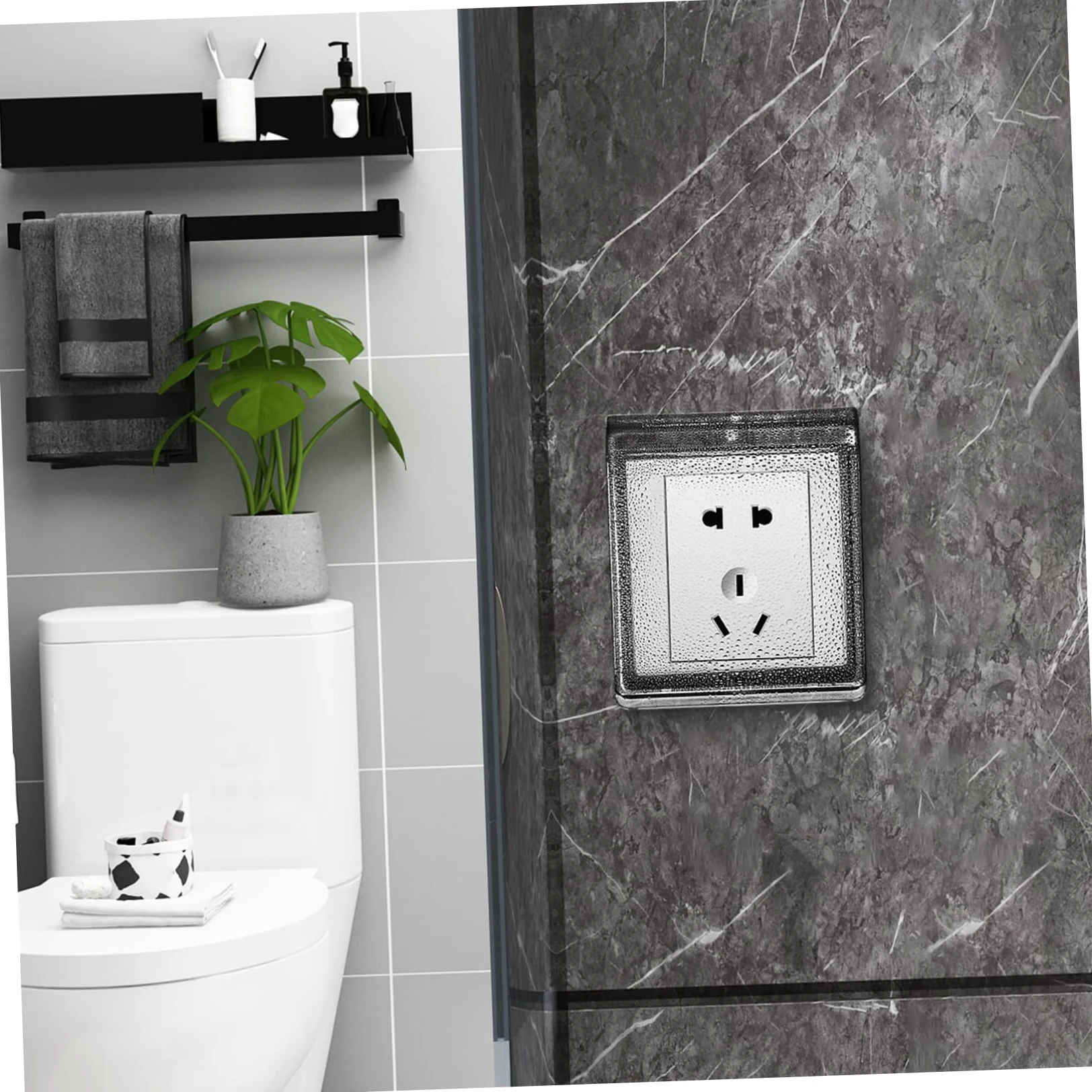 4 Set Copriprese Adesivo Per Esterni E Bagno Protezione E Facile Installazione Per Prese Muro Con Design E 2 Pezzi * 4