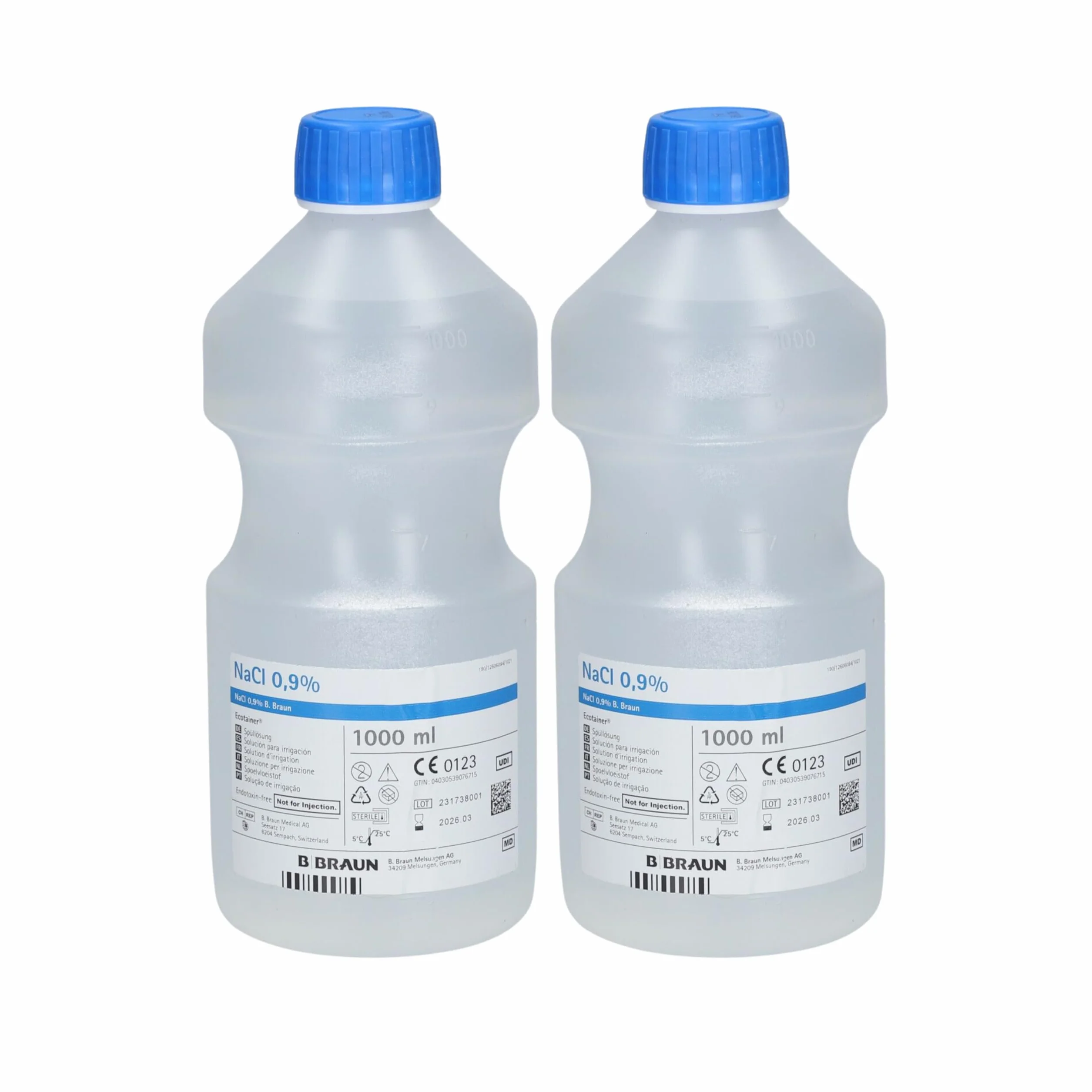 B-BRAUN | Siero Fisiologico | Fluidifica e Umidifica le Mucose Nasali | Elimina le Secrezioni | Permette il Risciacquo e il Trattamento delle Ferite | Idratazione delle Bende | Confezione da 2 x 1 L