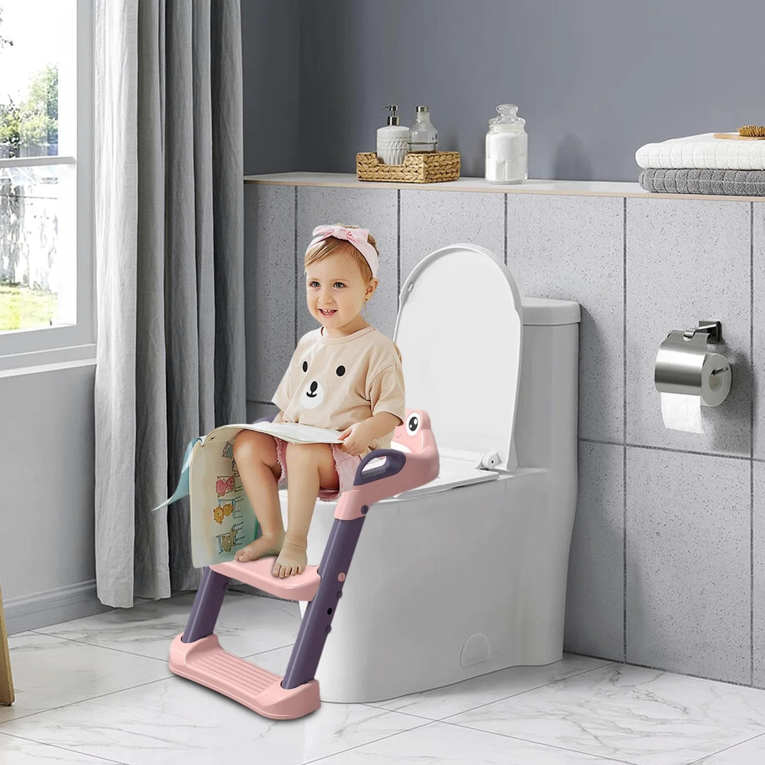Scaletta WC per bambini piccoli, vasino con gradini Sedile per vasino con | Sedile per vasino Step Sgabello da bagno impermeabile da viaggio per il bagno di casa,