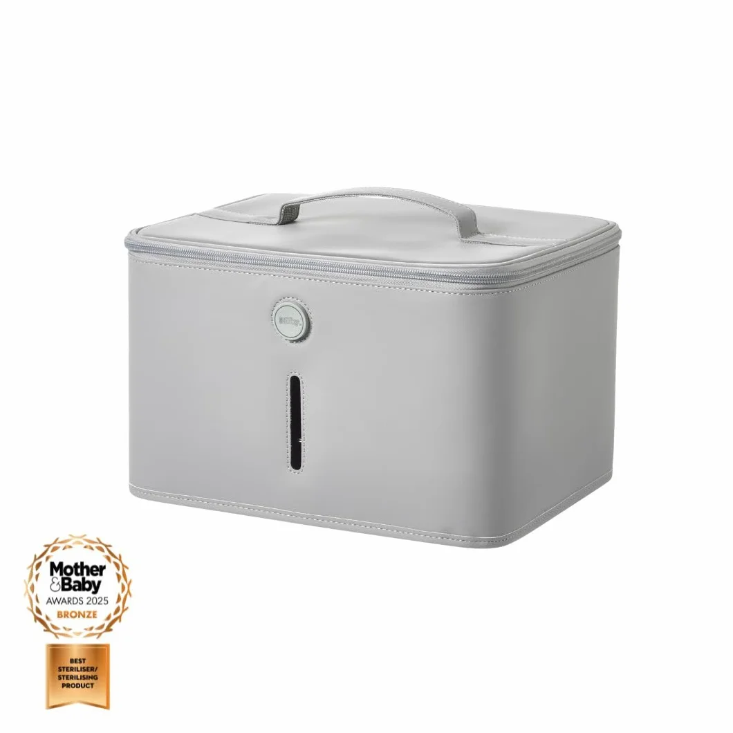 Nuby Sterilizzatore UV per biberon, ciclo di sterilizzazione in 3 minuti, soluzione di sterilizzazione elettrica UV rapida ed efficace, uccide il 99,9% dei germi (grigio)