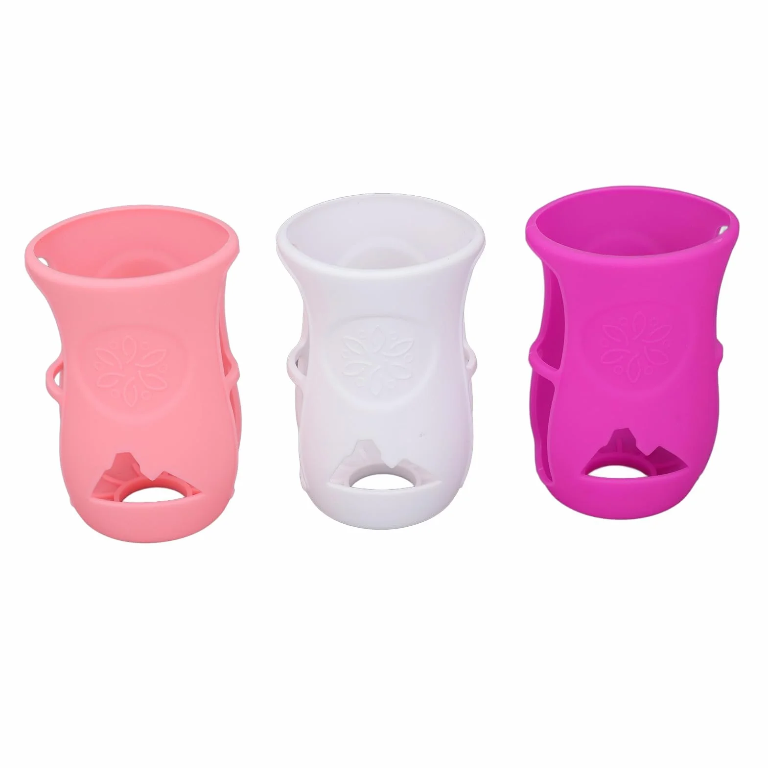 Custodia in Silicone per Biberon da 240 Ml Custodia Morbida in Silicone Infrangibile per Biberon in Vetro da 8 Once con Isolamento e Protezione Lavabile in (Bianco+Rosa+Viola)