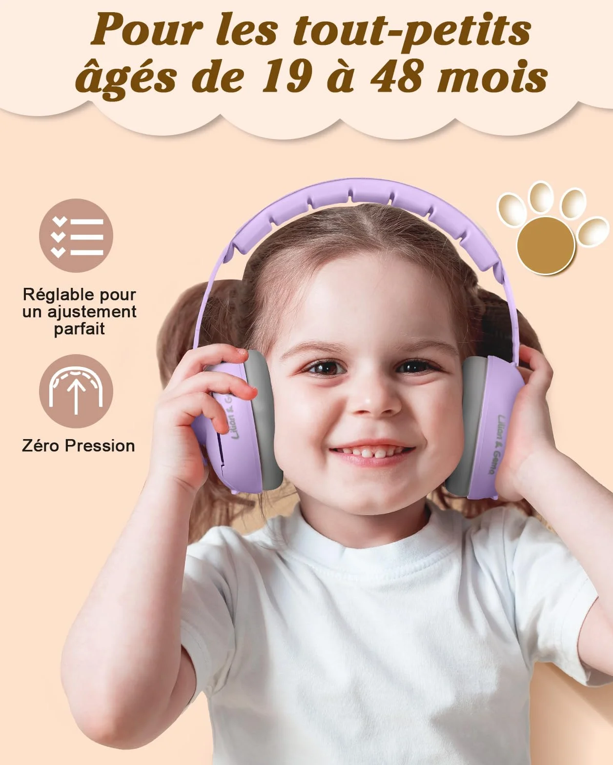 Lilian&Gema 2 in 1 Casco Anti Rumore Neonato, Casco Bambino Anti Rumore, Confortevole e Regolabile, Protezione Uditiva per Bambini sotto i 48 Mesi, Adatto per Sonno e Attività