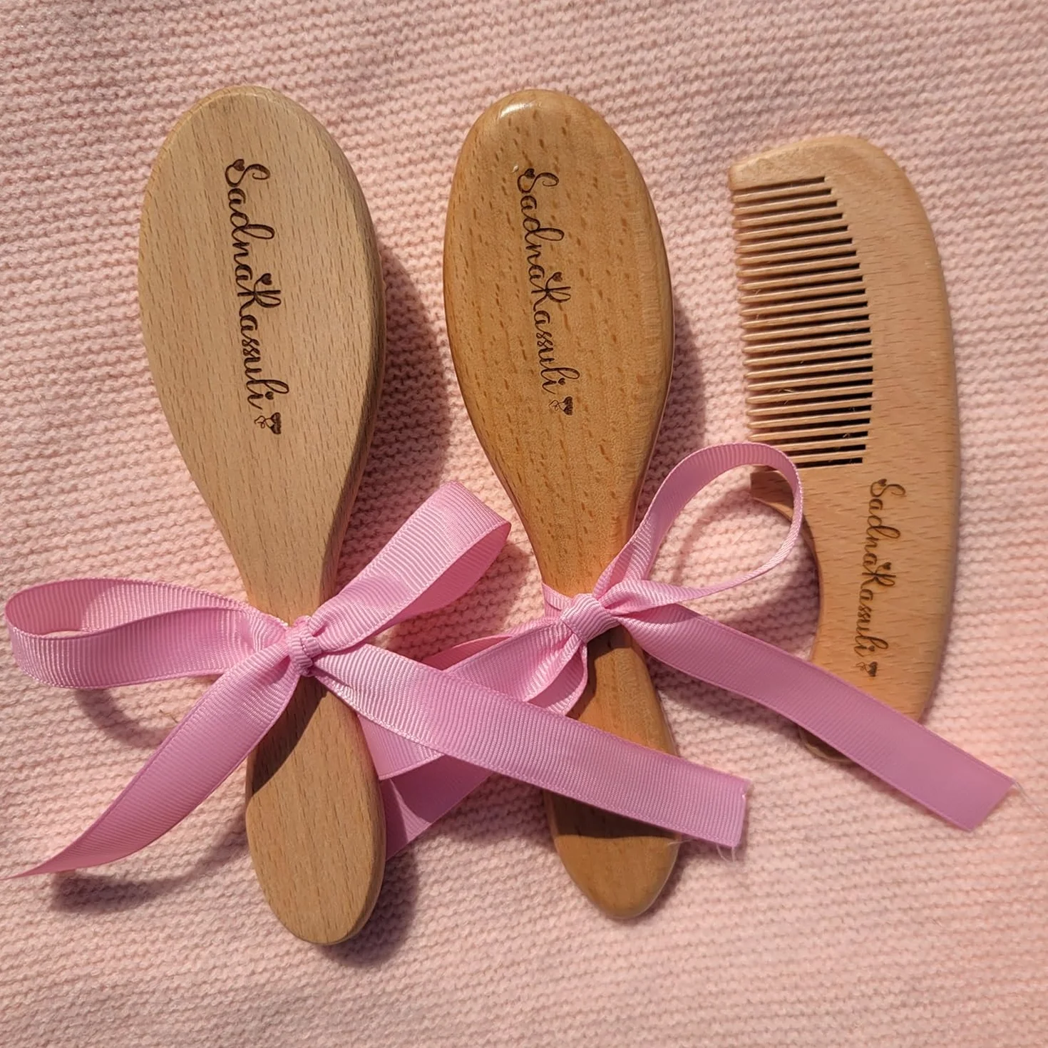 Set Di 3 Spazzole For Capelli For Bambini Personalizzate Con Incisione, Spazzola For Bambini In Legno Personalizzata, Riempitivi For Cestini Pasquali, Battesimo(B)