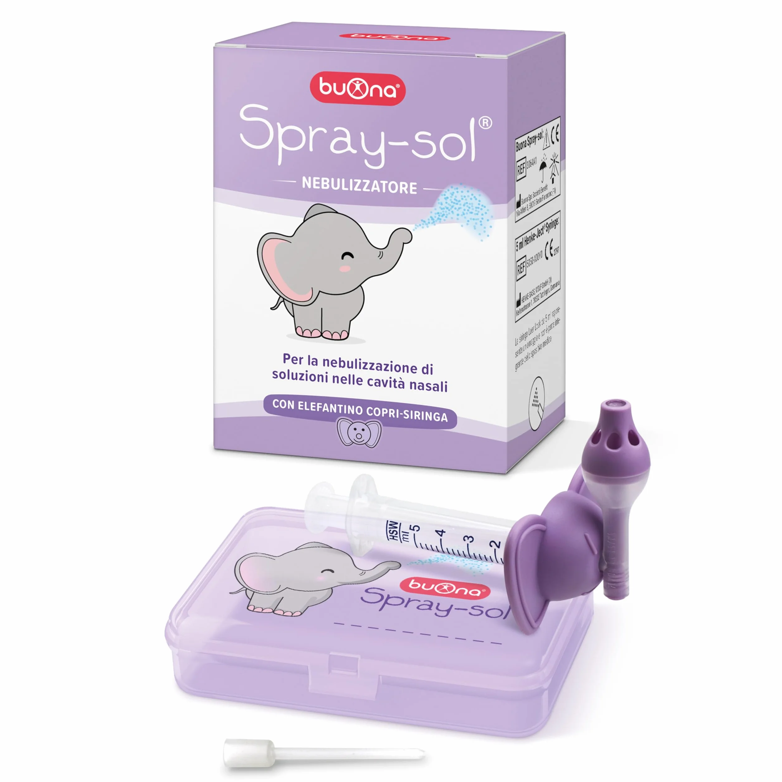 Buona Spray Sol Dispositivo Medico per Lavaggi Nasali Bambini e Adulti Nebulizzatore per Lavaggi Neonato, a Partire dai 3 Mesi di Età, per Vie Respiratorie, Lavaggio Nasale Bambini