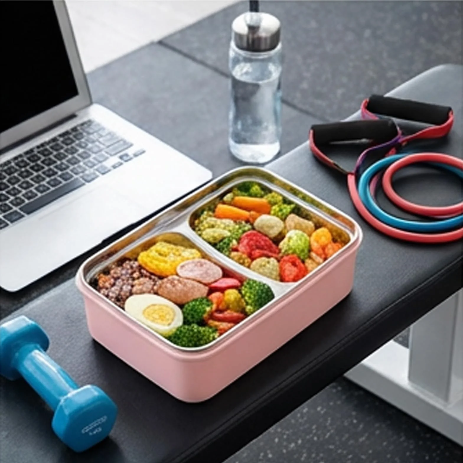 Brrnoo Box Box, Contenitore per il Pranzo per Adulti con Utensili per Pranzo Container per Bambini Container per Ragazze e Adolescenti (PINK)