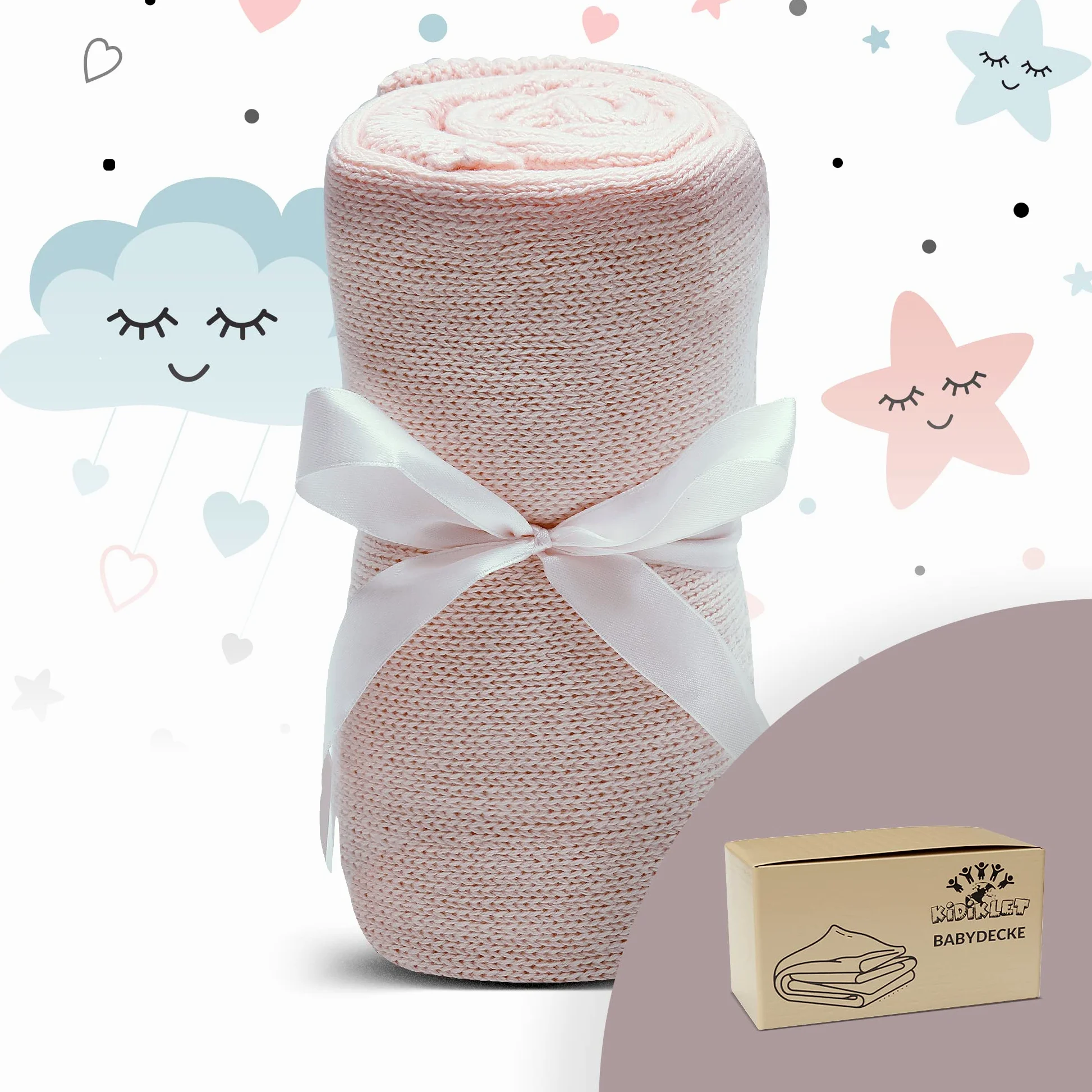 Coperta per neonati in 100% cotone biologico, certificato Oeko-Tex (80 x 100 cm), priva di sostanze nocive, ideale come accessorio per bambini e bambine, senza tessere