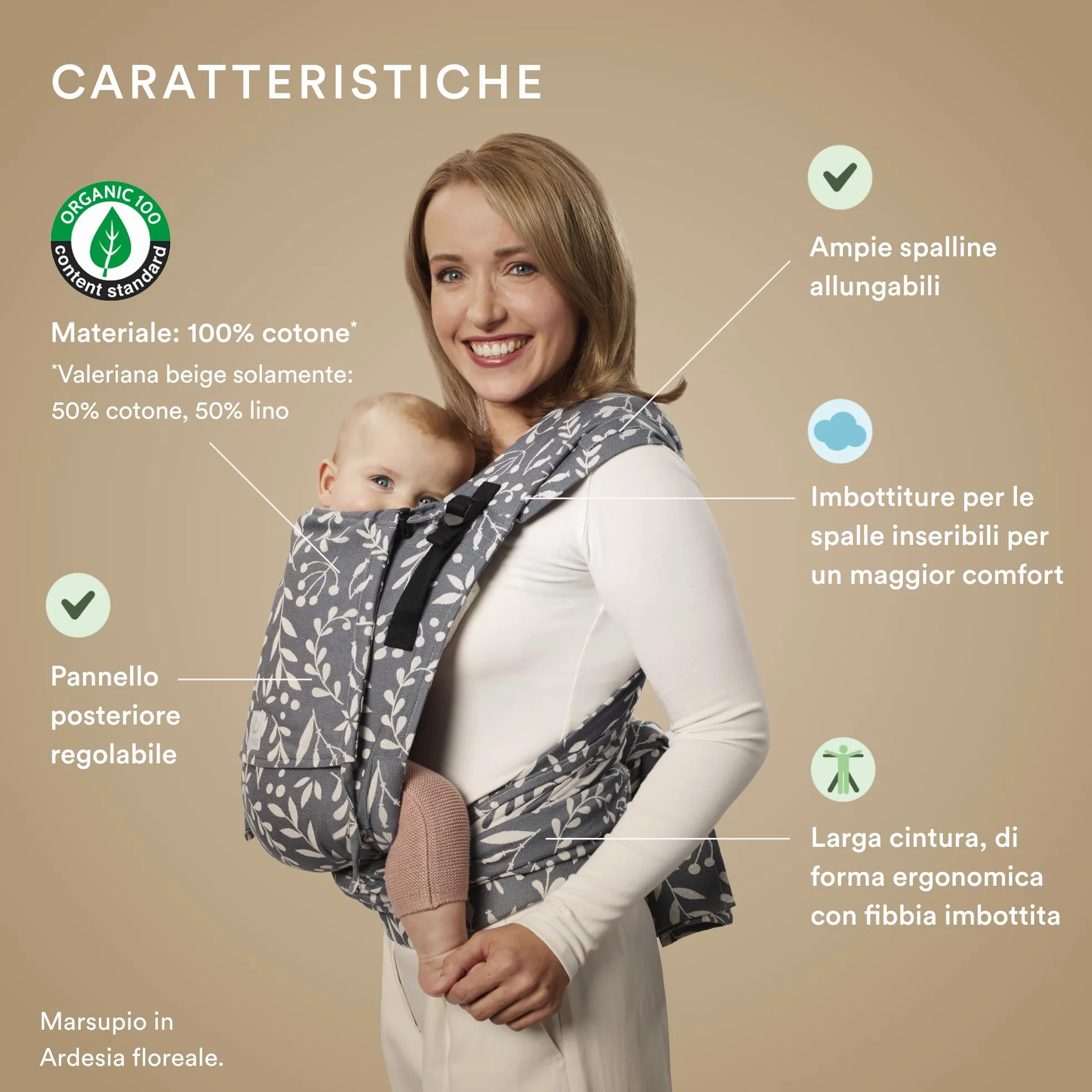 Marsupio Stokke Limas Plus, Terracotta (OCS) - Marsupio per neonati con mezza fibbia - Tre opzioni di trasporto - Sicuro per bambini da 1 mese/4 kg fino a 18 kg