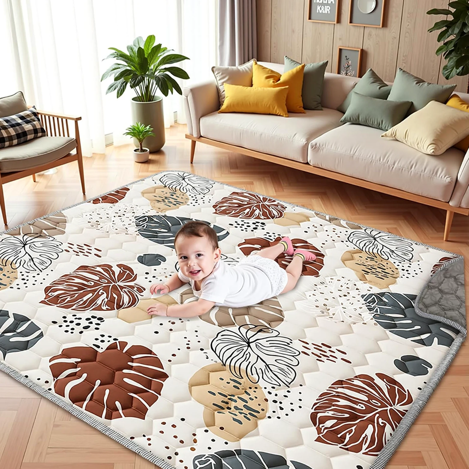 Tappeto Gioco Bambini Addensare Tappeto Gioco Neonato: Tappetino per Abilità Motorie - Tappetino da Gioco per Bambini Pieghevole Antiscivolo lavabile in lavatrice per Box (180 * 200cm)