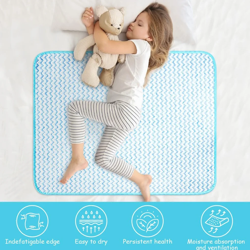 Aolso Coprimaterasso per bambini, 70 x 90 cm, per bagnare il letto, assorbire l'acqua, per bambini, per addestramento al WC (blu)