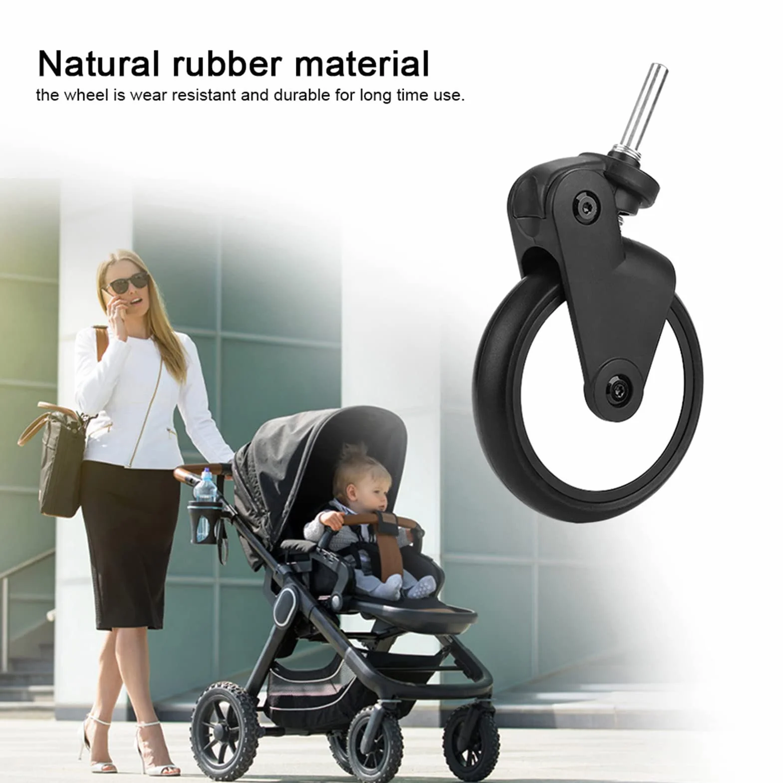 Sostituzione passeggino, ruote in gomma, accessori, passeggino, set di ricambio per passeggini Yoya/Vovo con attrezzi (coppia di ruote anteriori)