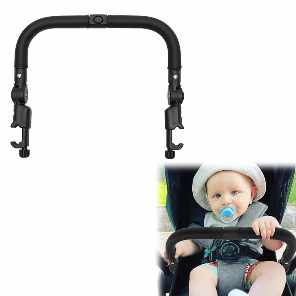 Barra paraurti universale per passeggino, bracciolo per passeggino, angolo regolabile, manubrio di protezione per la maggior parte dei passeggini, nero