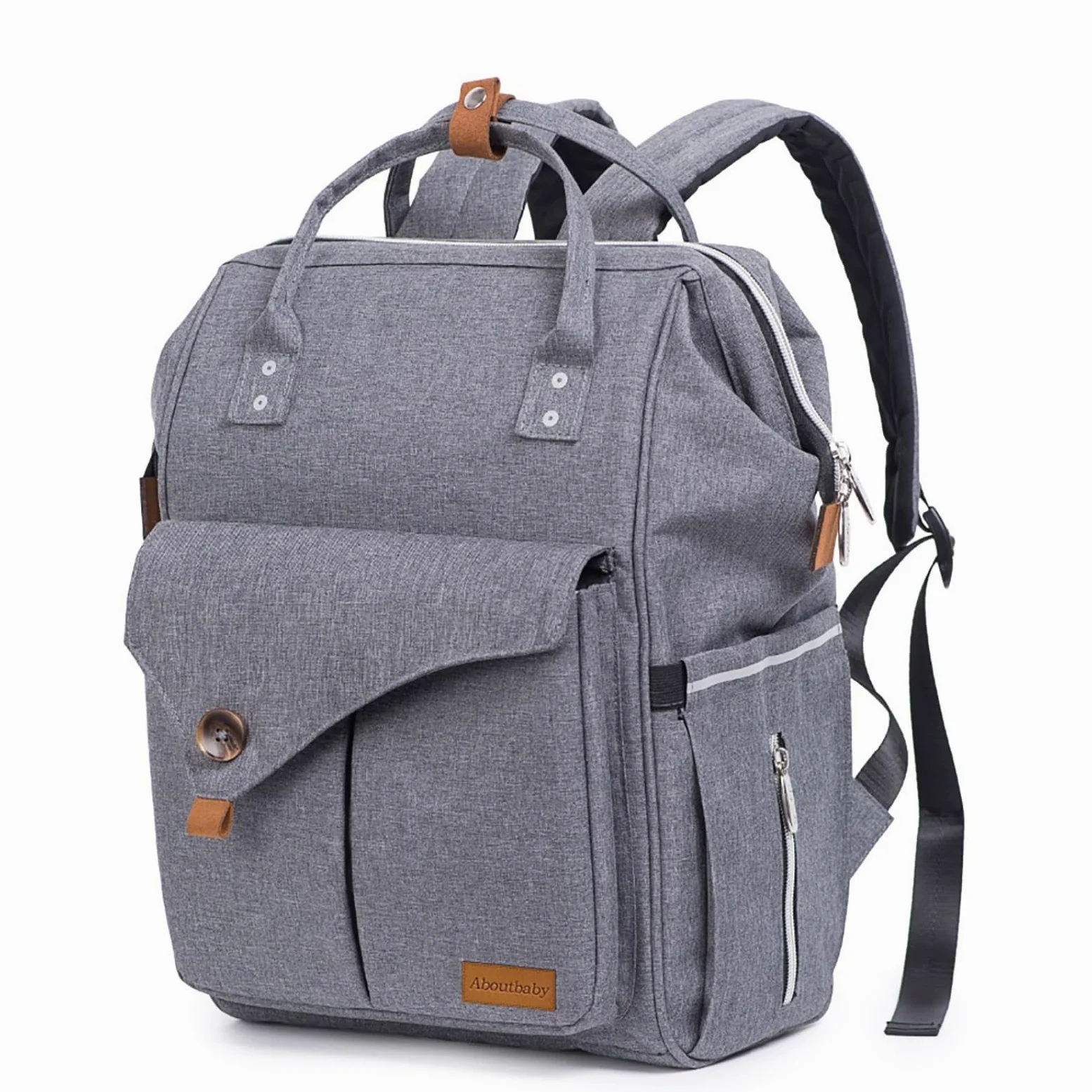 Zaino Fasciatoio Borsa Pannolini Zaino Neonato Zaino Maternità Borsa Cambio Impermeabile con Scomparti Dedicati Anteriore E Tasca Laterale Adatto a Nido Auto Passeggiate, Array, Grigio