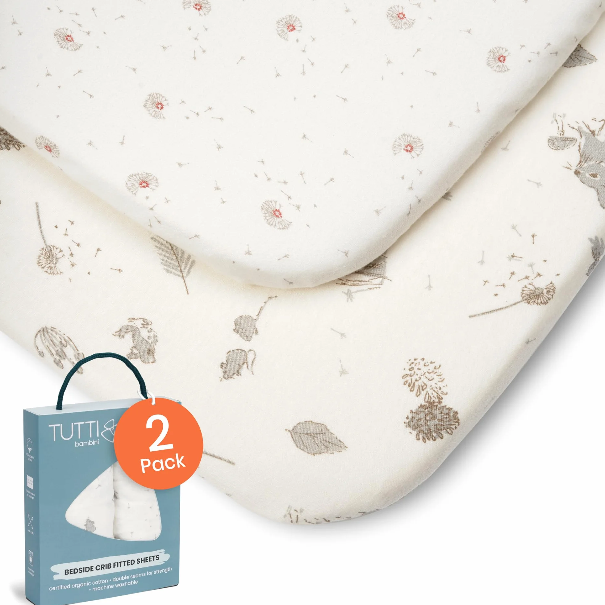 Tutti Bambini Lenzuola Culla Neonato (Confezione da 2) - Jersey di Bambù Morbido e Traspirante - Lenzuola con Elastico a Doppia Resistenza - Adatte a Materassi da 53x80 cm a 60x90 cm (Cocoon)