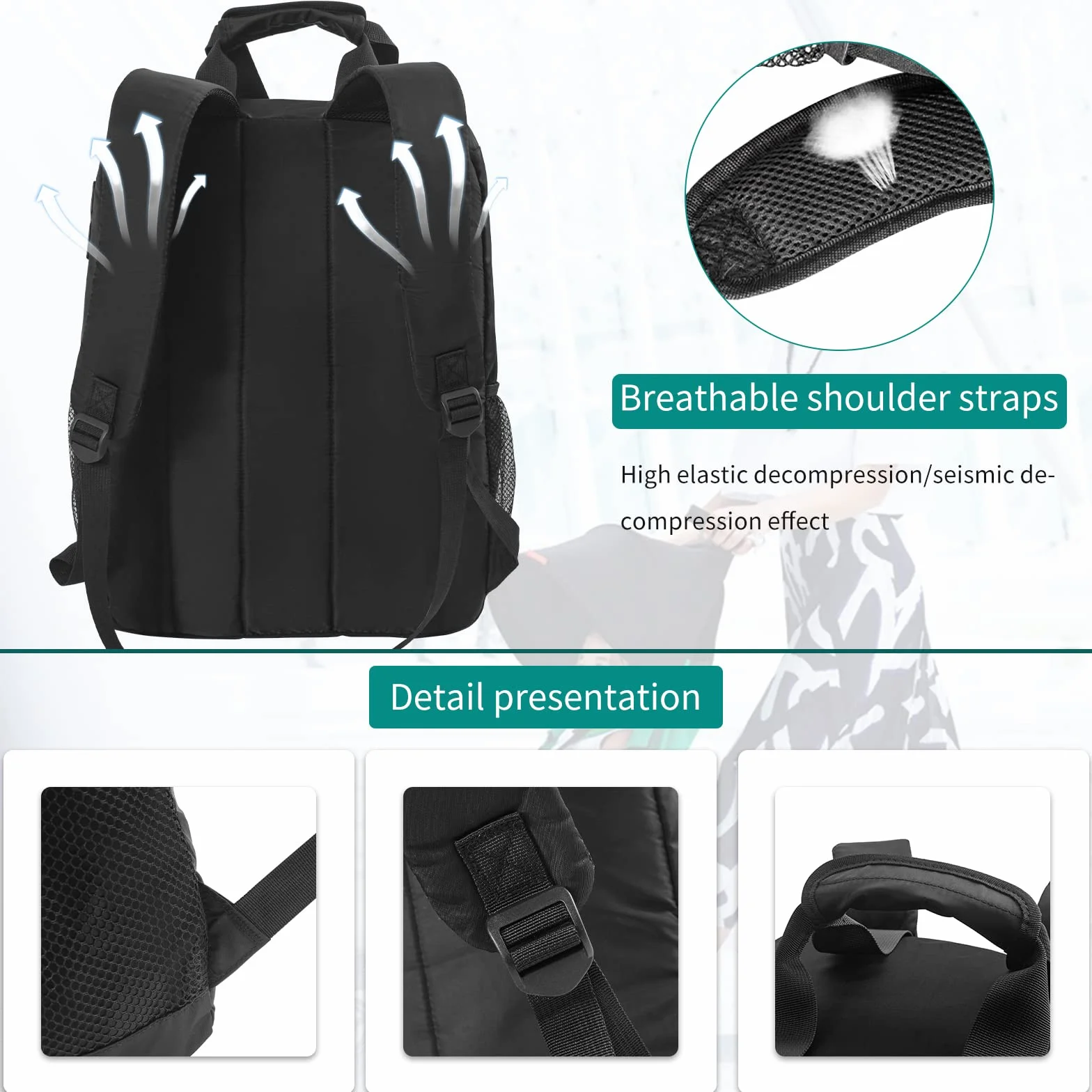 AKOZLIN Zaino da viaggio pieghevole per passeggino, nero, L(For all GB Pockit Strollers), Zaino