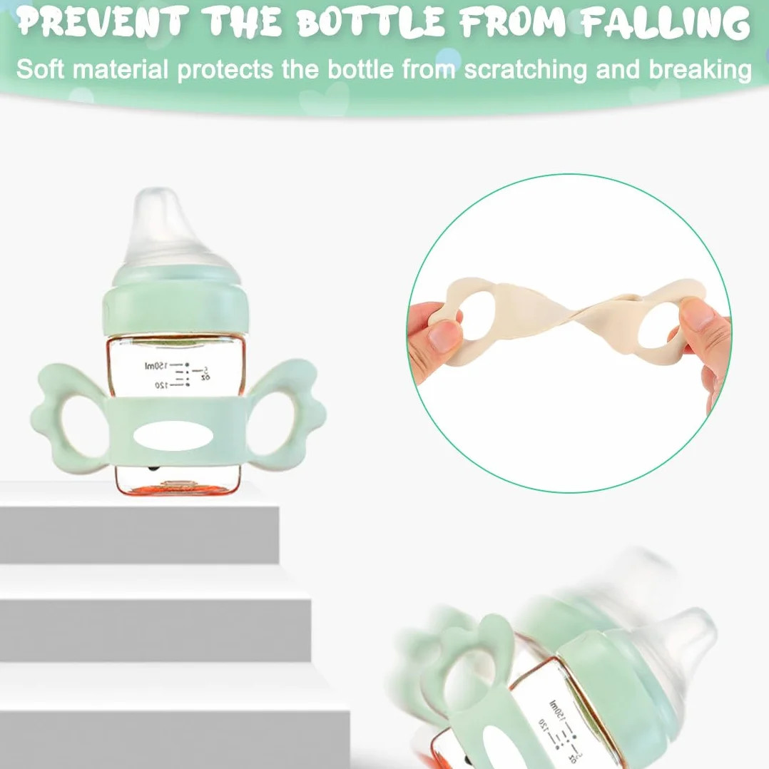 2 Manico Per Biberon Silicone, Manici per Biberon Impugnatura per Biberon, Maniglia per Biberon in Silicone, Facile Installazione Manici Per Biberon, Hold My Bottle